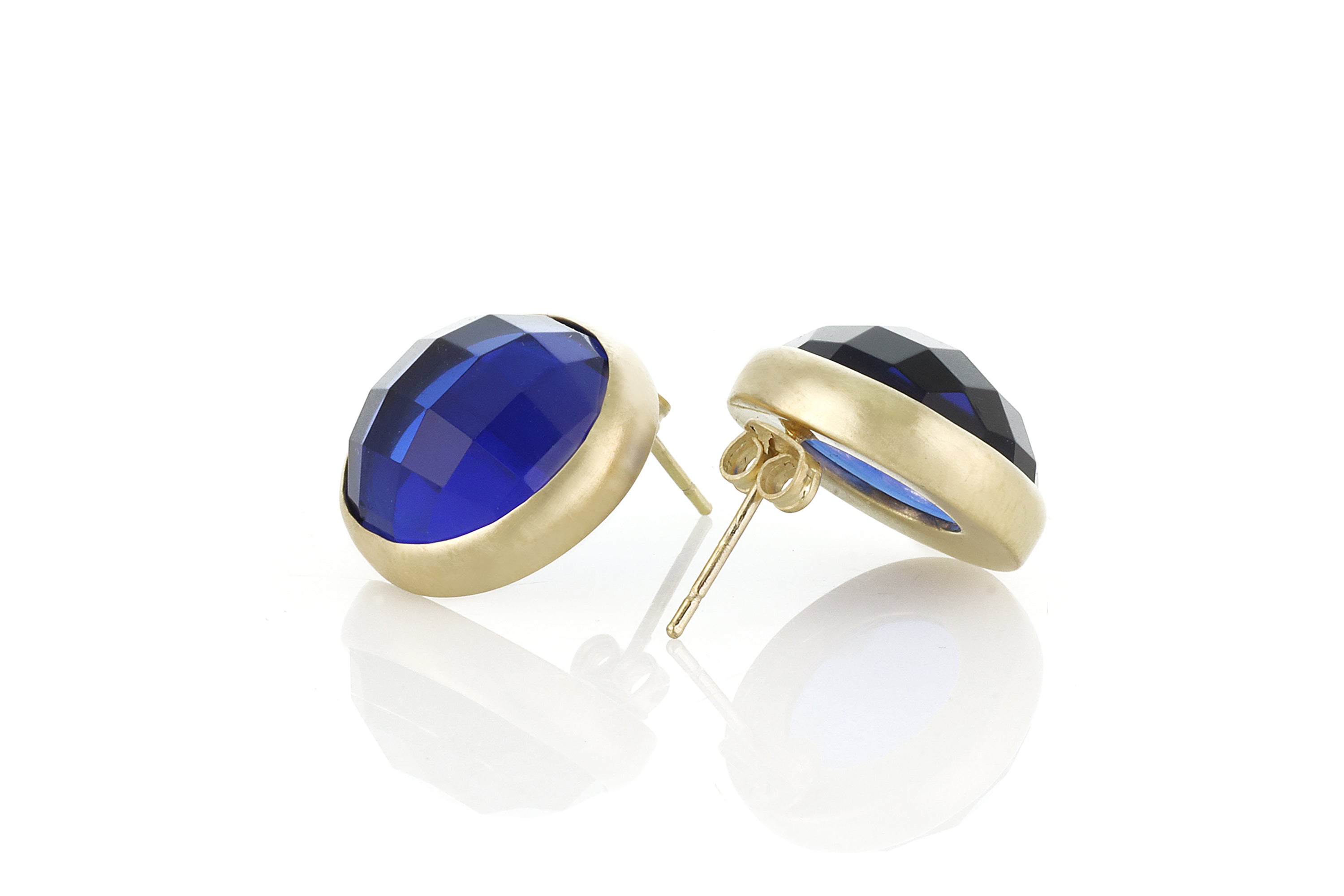 Gold Bezel Set Sapphire Stud Earrings Earrings Anemone Limited