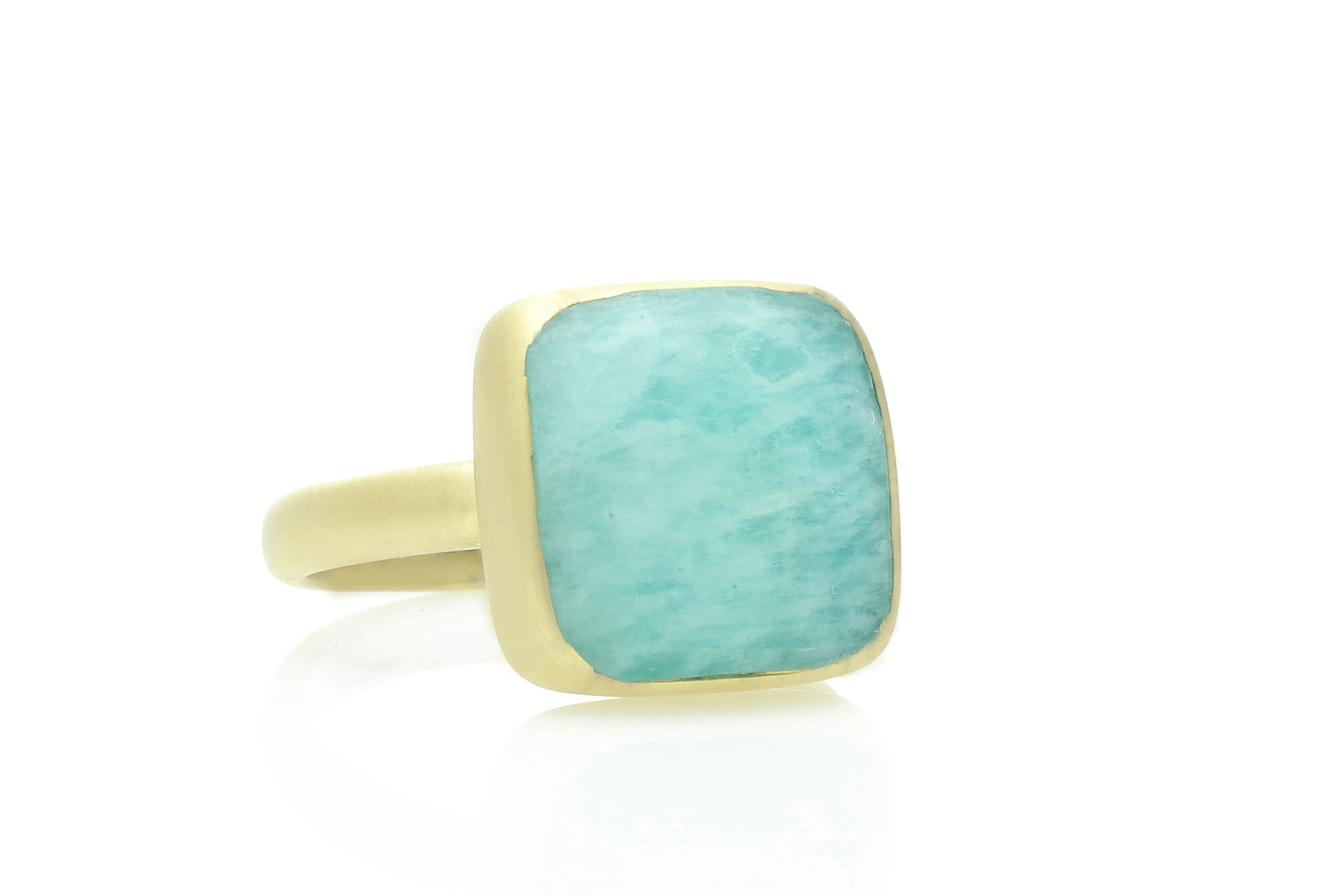 Square Rose Cut Amazonite Bezel Ring Rings Anemone Limited