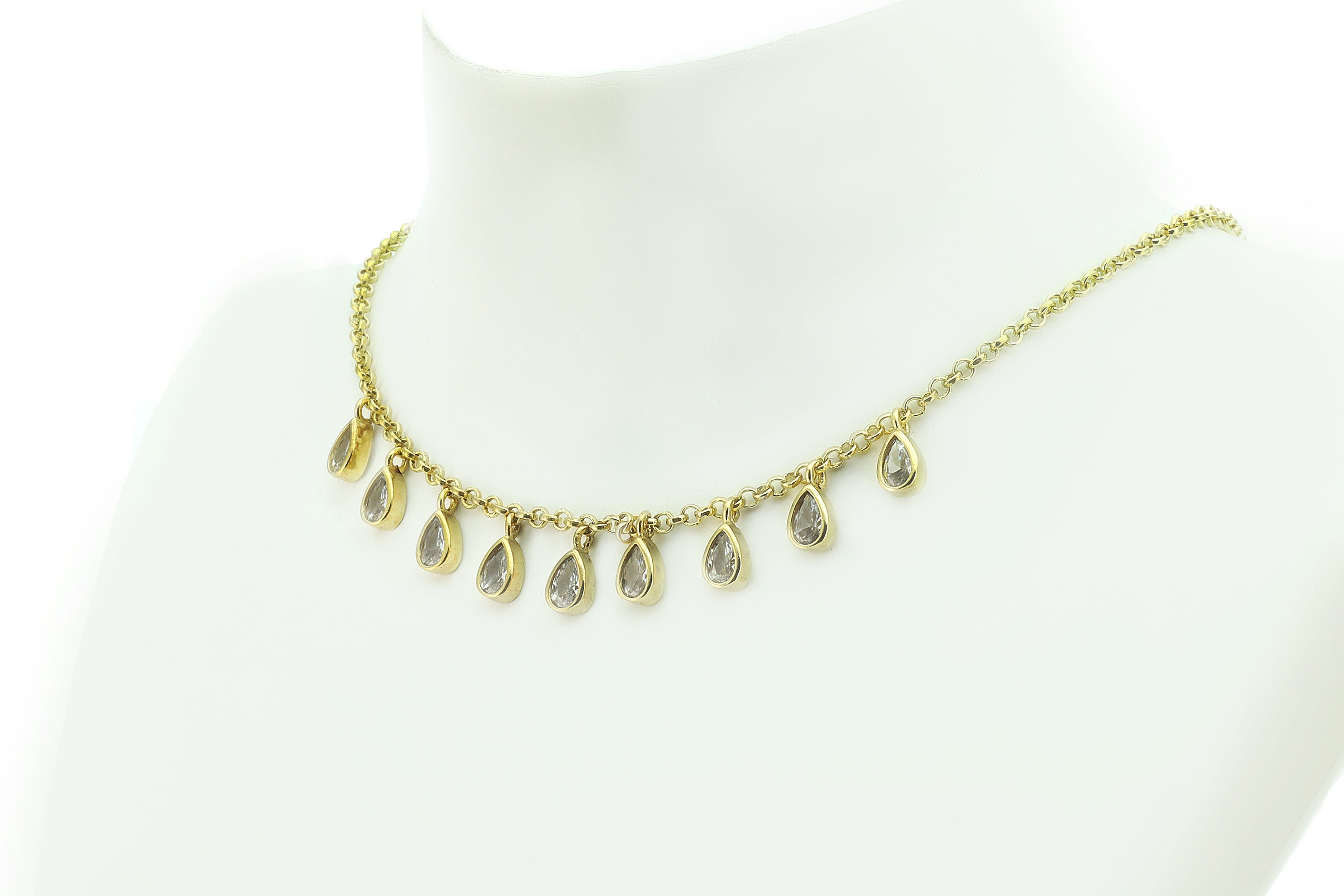 Gold Pear Cubic Zirconia Charms Necklace necklaces Anemone Unique