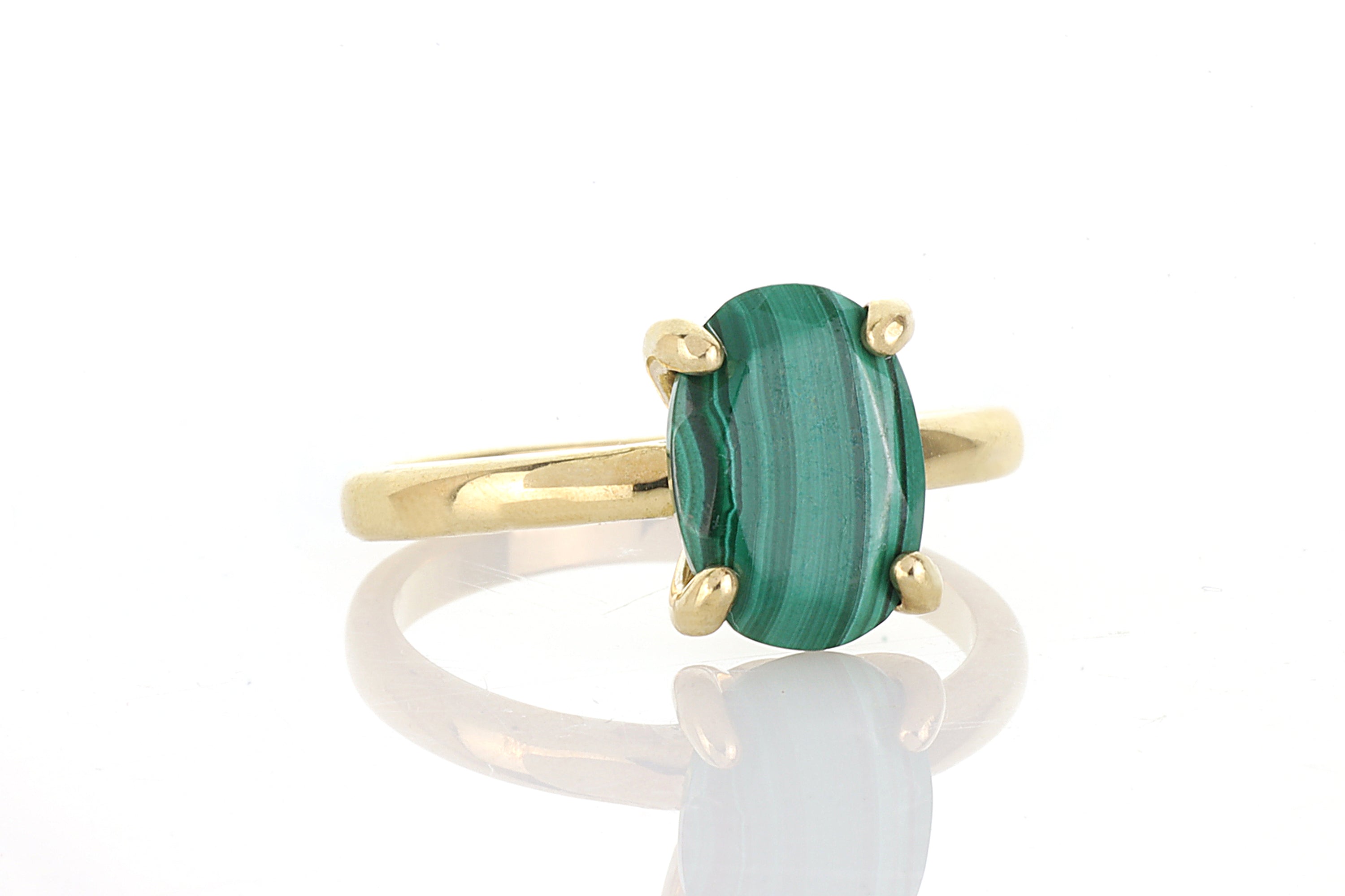 Vibrant Oval Malachite Gold Ring Rings Anemone Unique