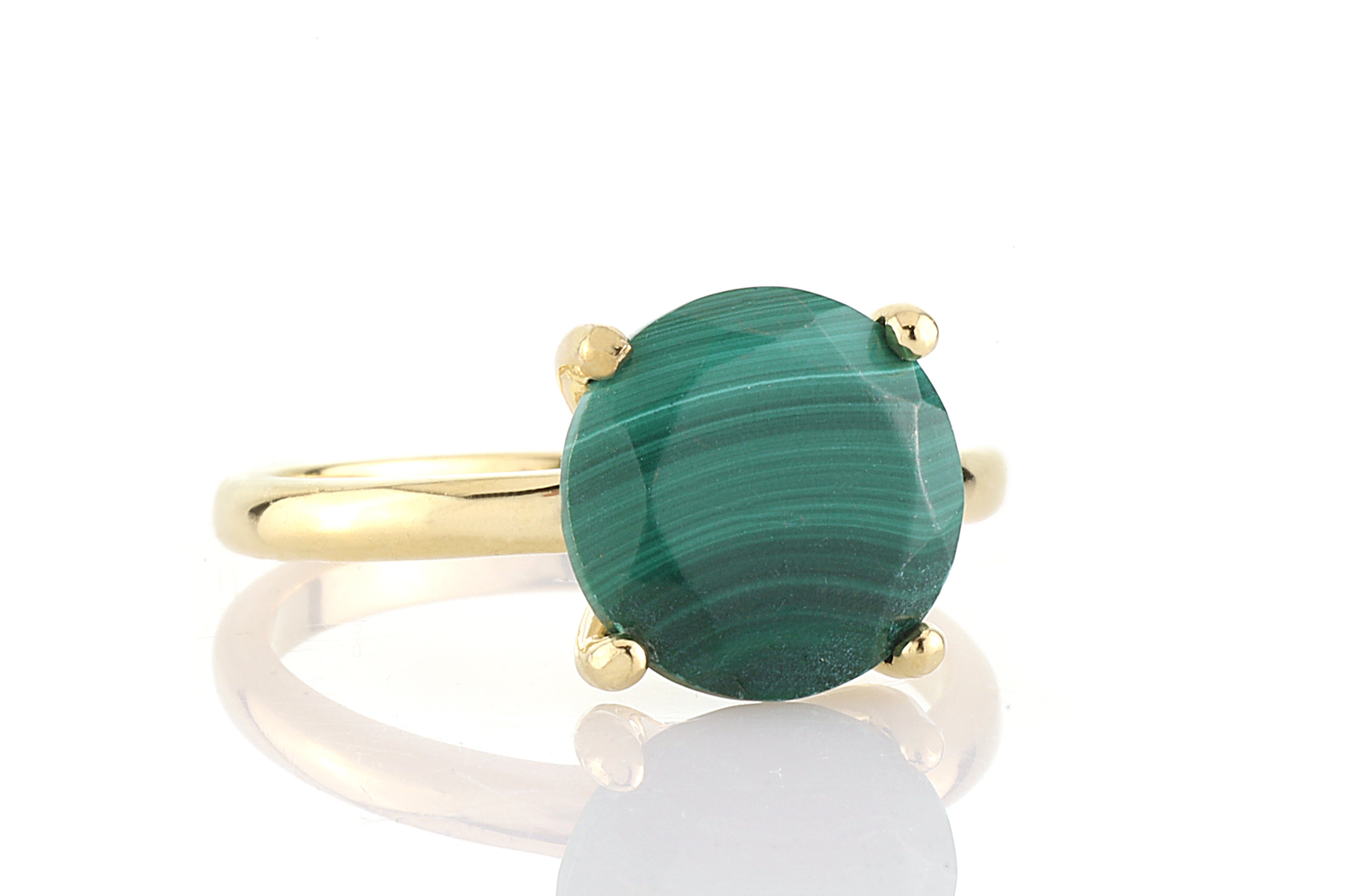 Stunning Round Malachite Gold Filled Ring Rings Anemone Unique