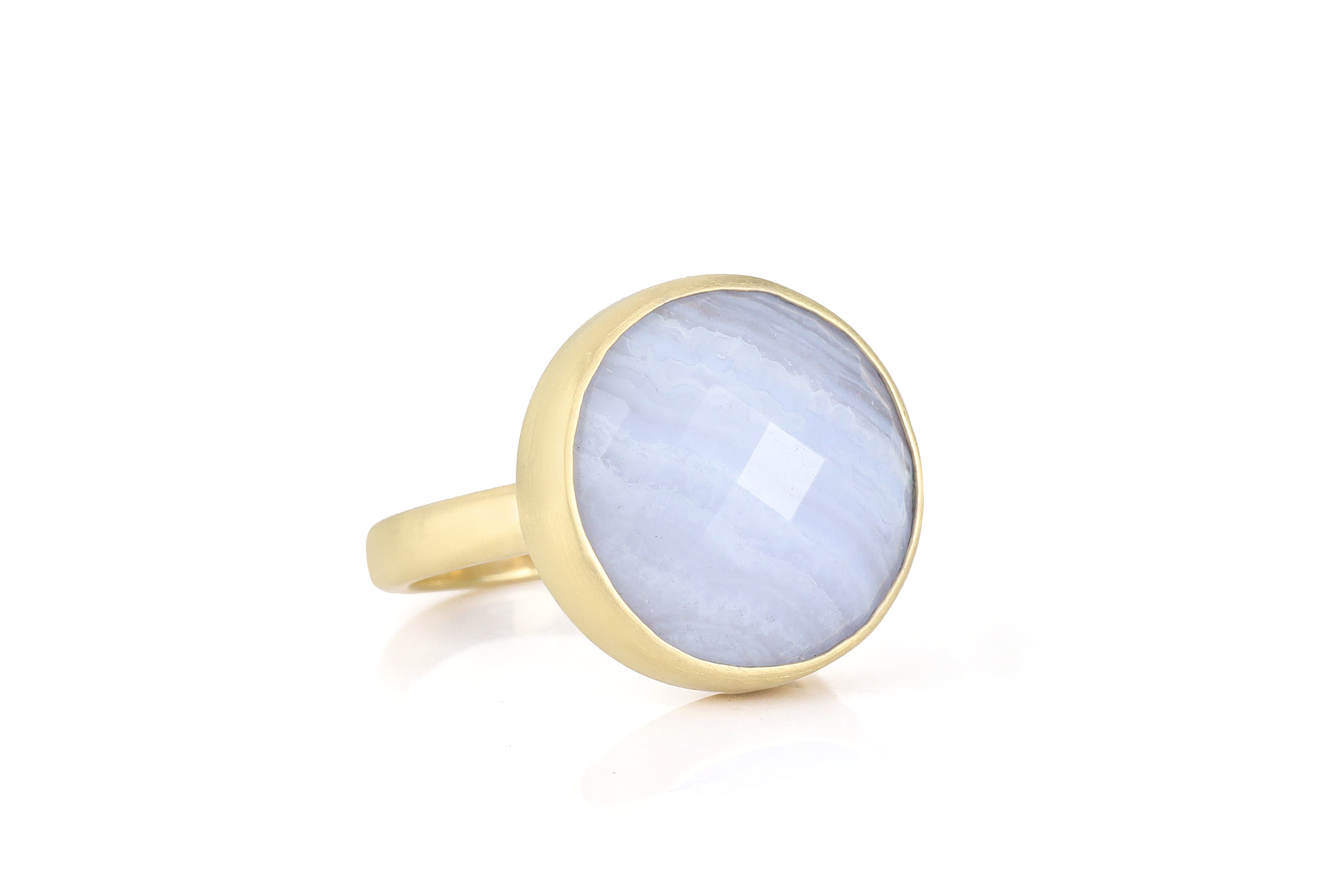 Round Blue Lace Agate Gold Ring Rings Anemone Limited
