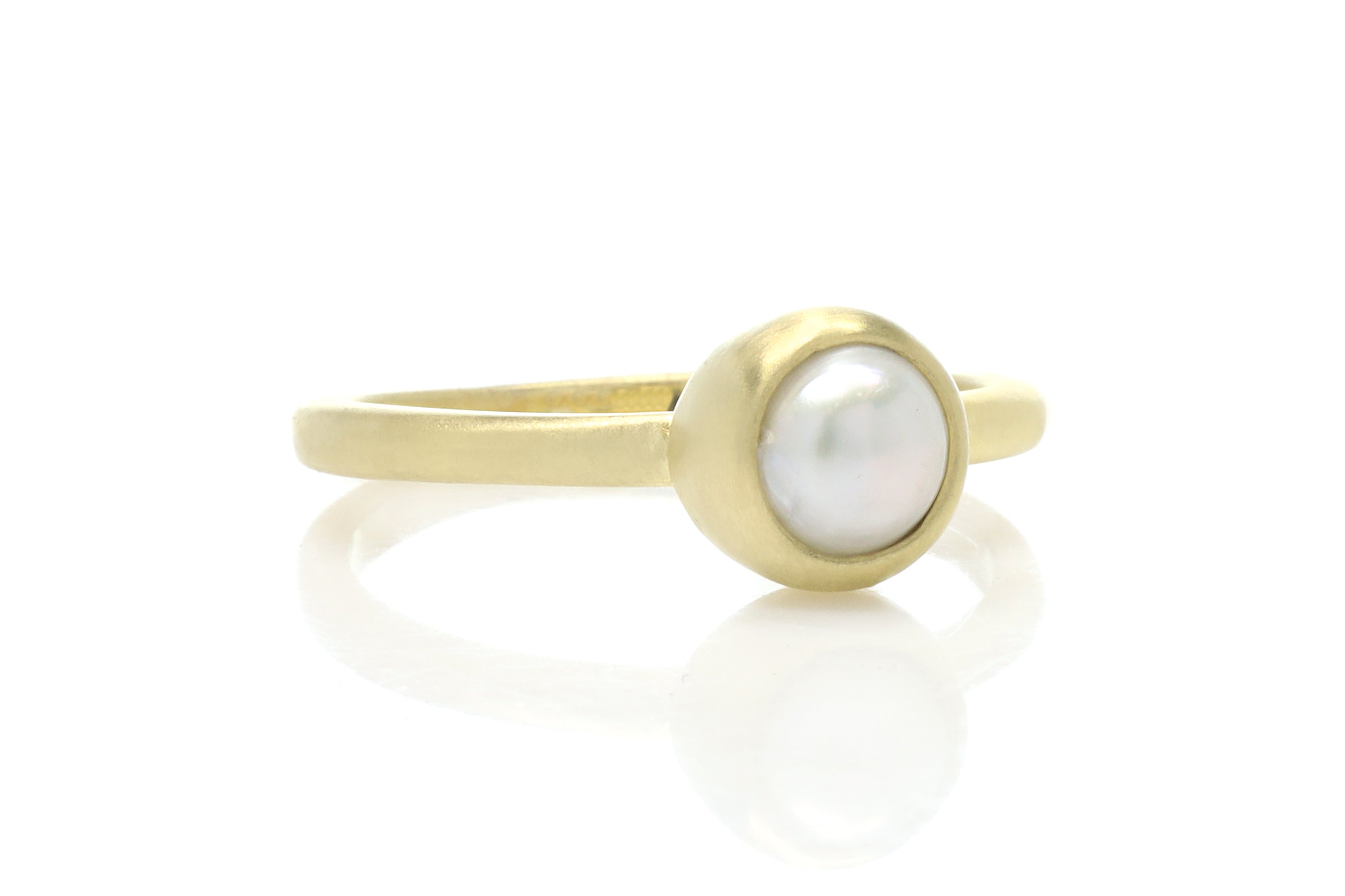 Freshwater Pearl Bezel Set Gold Filled Ring Rings Anemone Limited