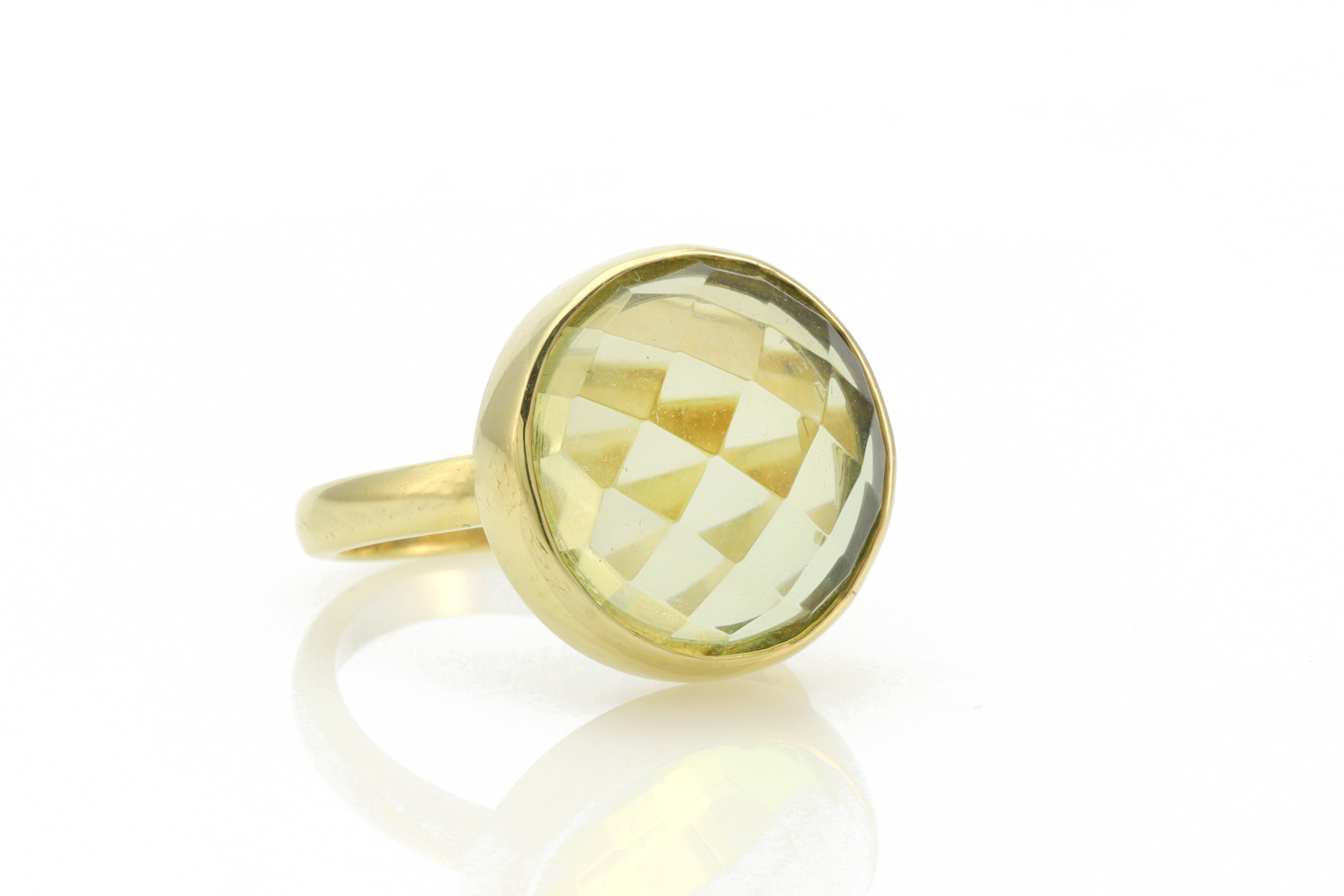 Bezel Set Lemon Quartz Faceted Ring in Gold Rings Anemone Limited