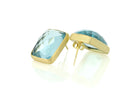 Blue Topaz Bezel Gold Stud Earrings Earrings Anemone Limited