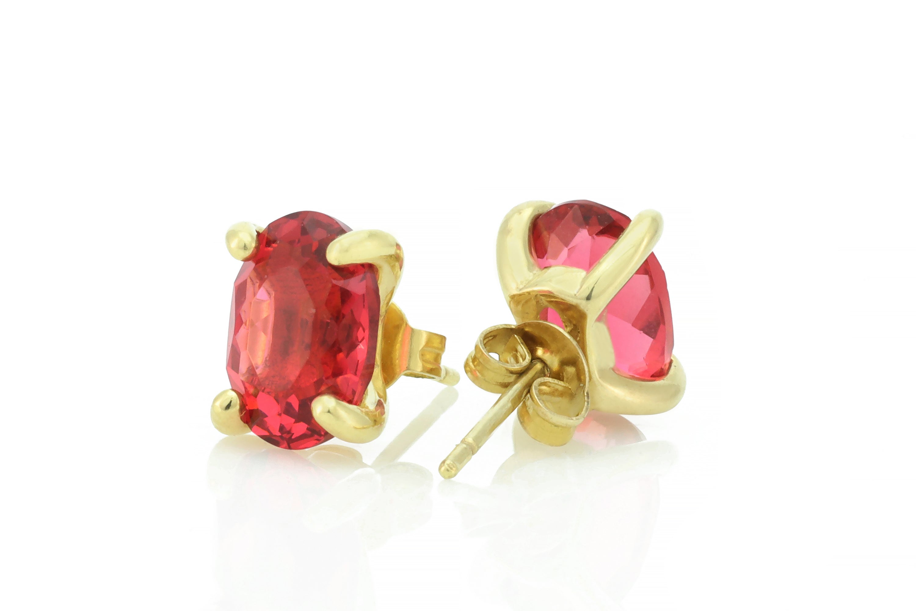 Pink Tourmaline Oval Cut Gold Stud Earrings Earrings Anemone Unique