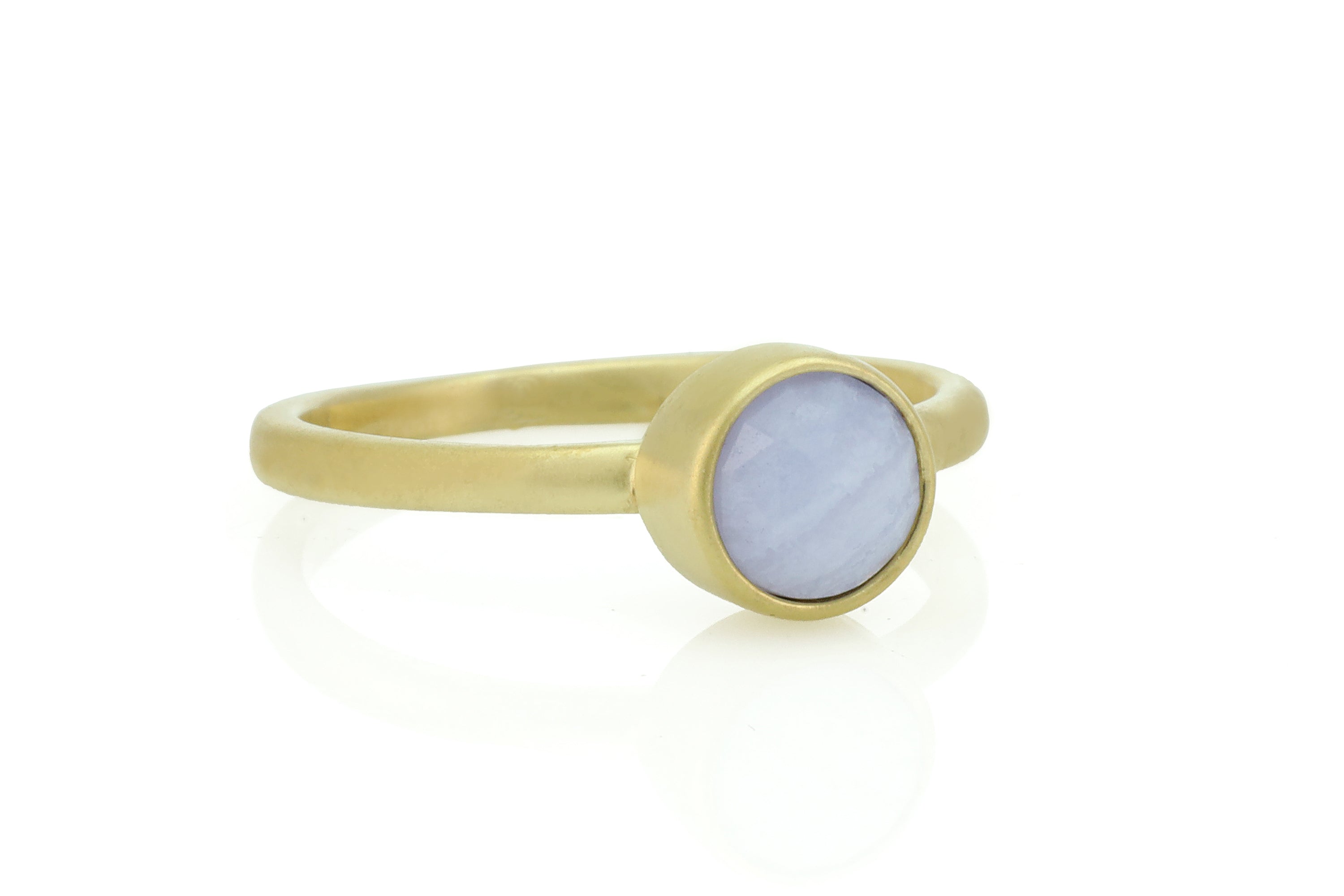 Handmade Blue Lace Agate Bezel Set Gold Ring Rings Anemone Limited