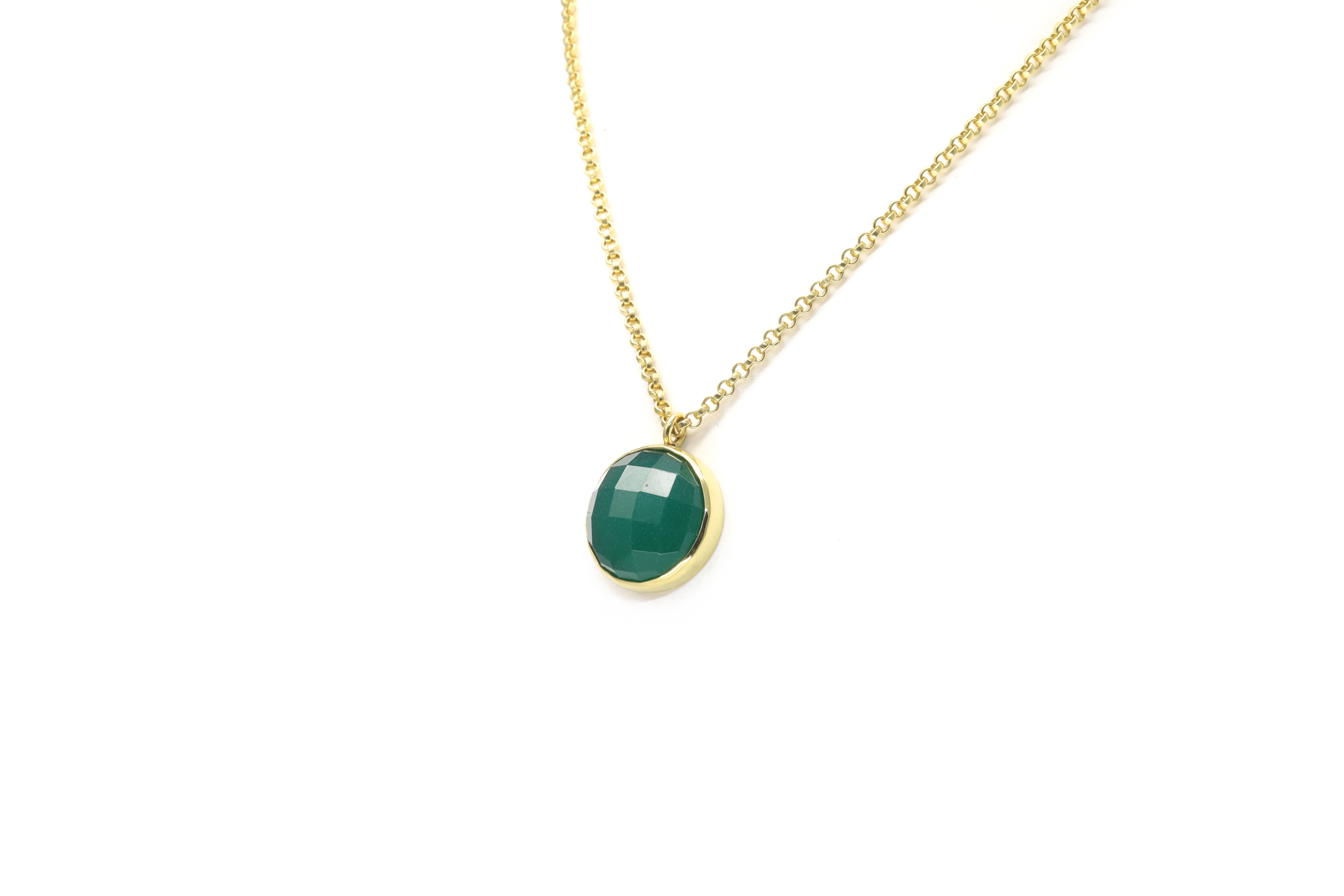 Green Onyx Pendant 14k Gold Long Necklace necklaces Anemone Limited