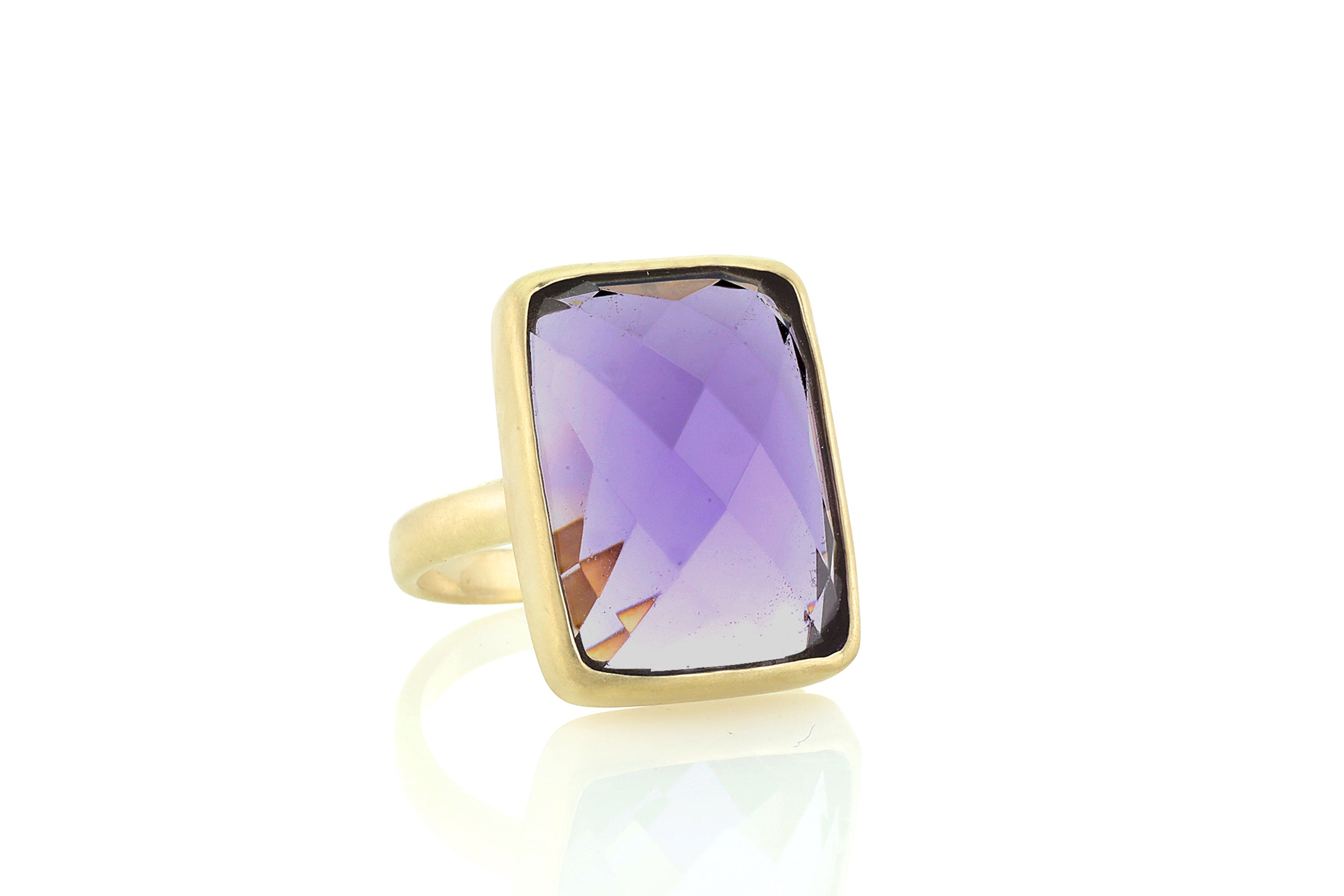 Bezel Set Rectangle Amethyst Gold Ring Rings Anemone Limited