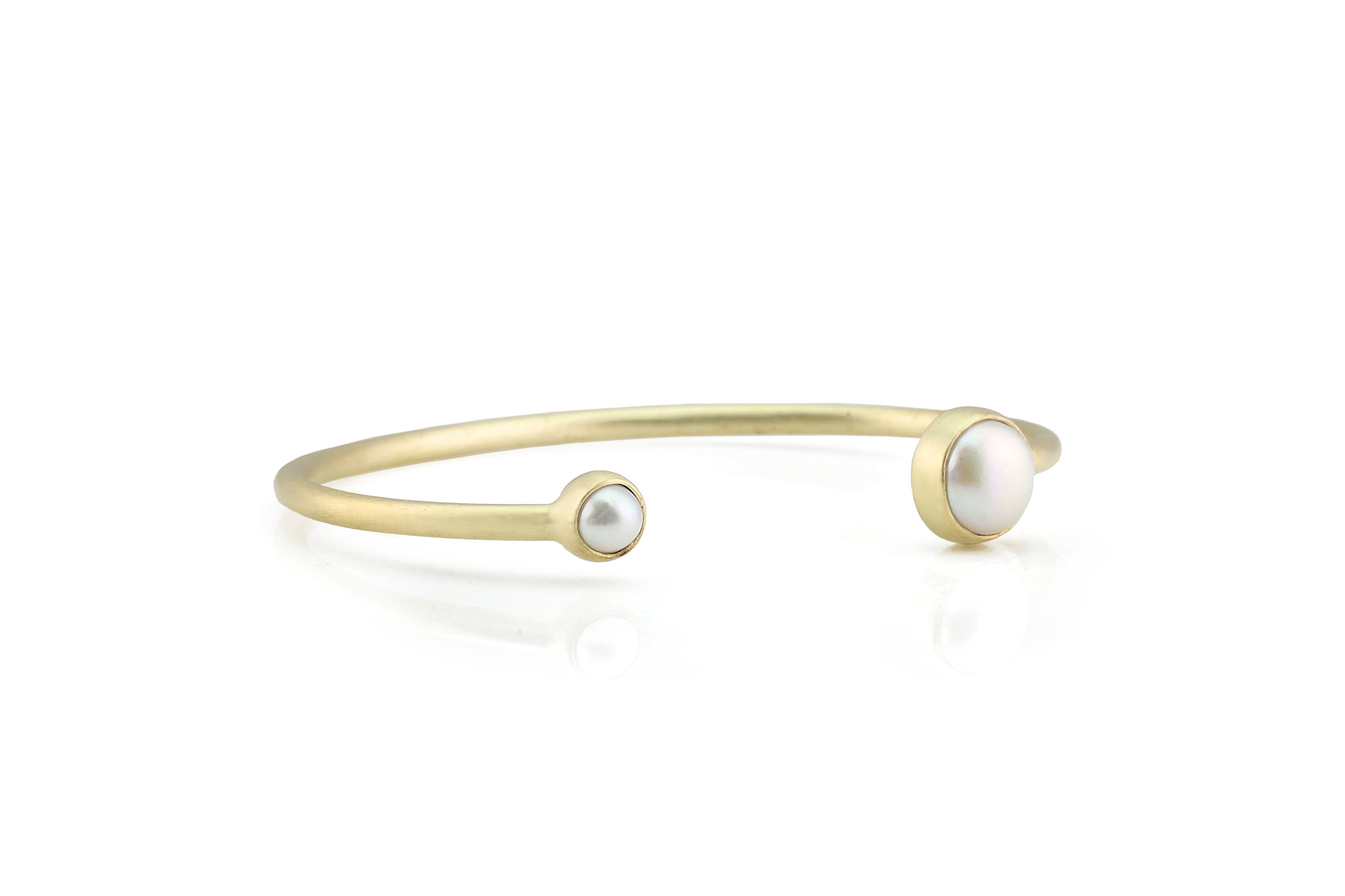 Open Cuff Gold Bracelet Bezel Set with 6mm & 10mm Pearl Bracelets Anemone Limited