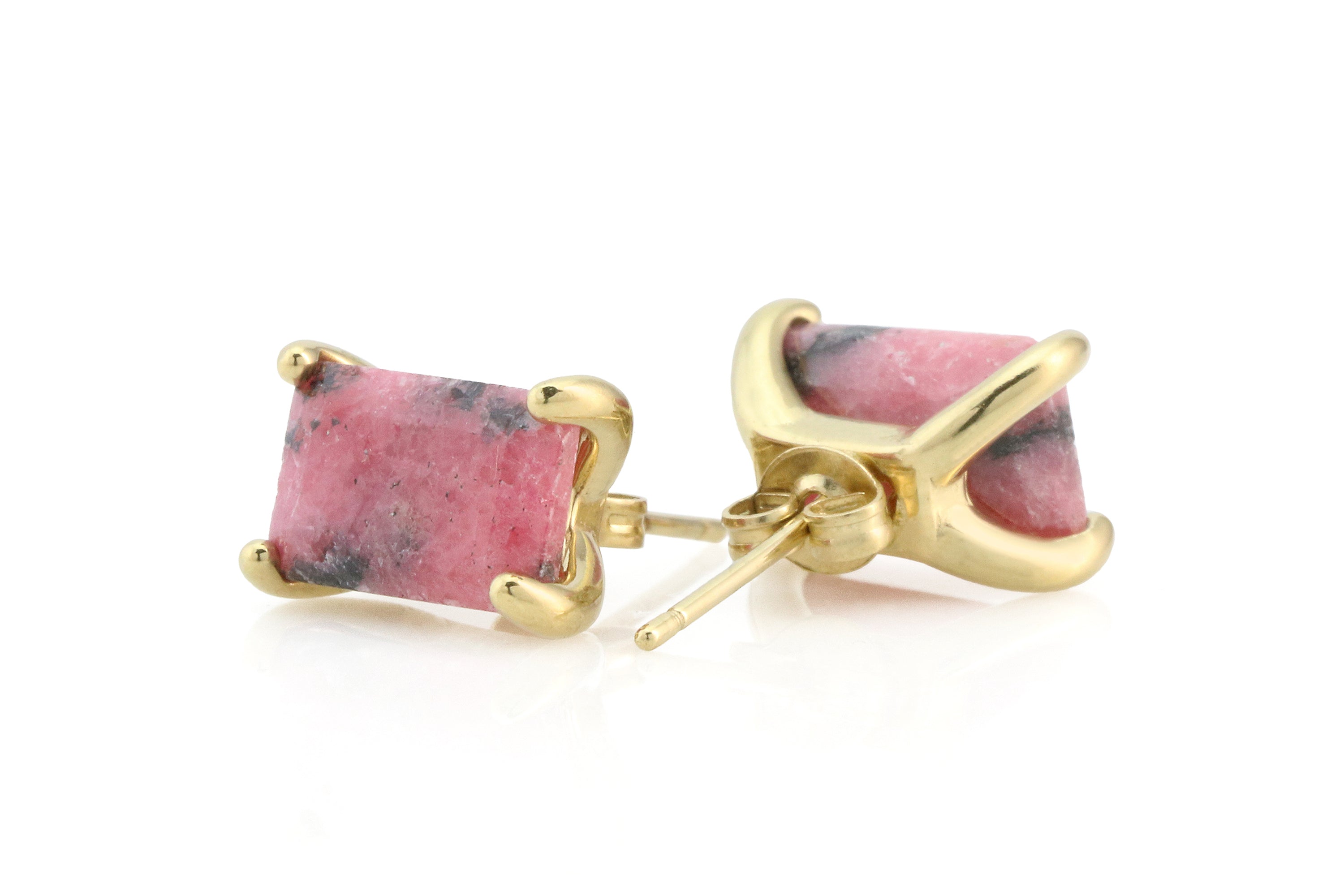 Rhodonite Crystal Earrings in Gold Earrings Anemone Unique