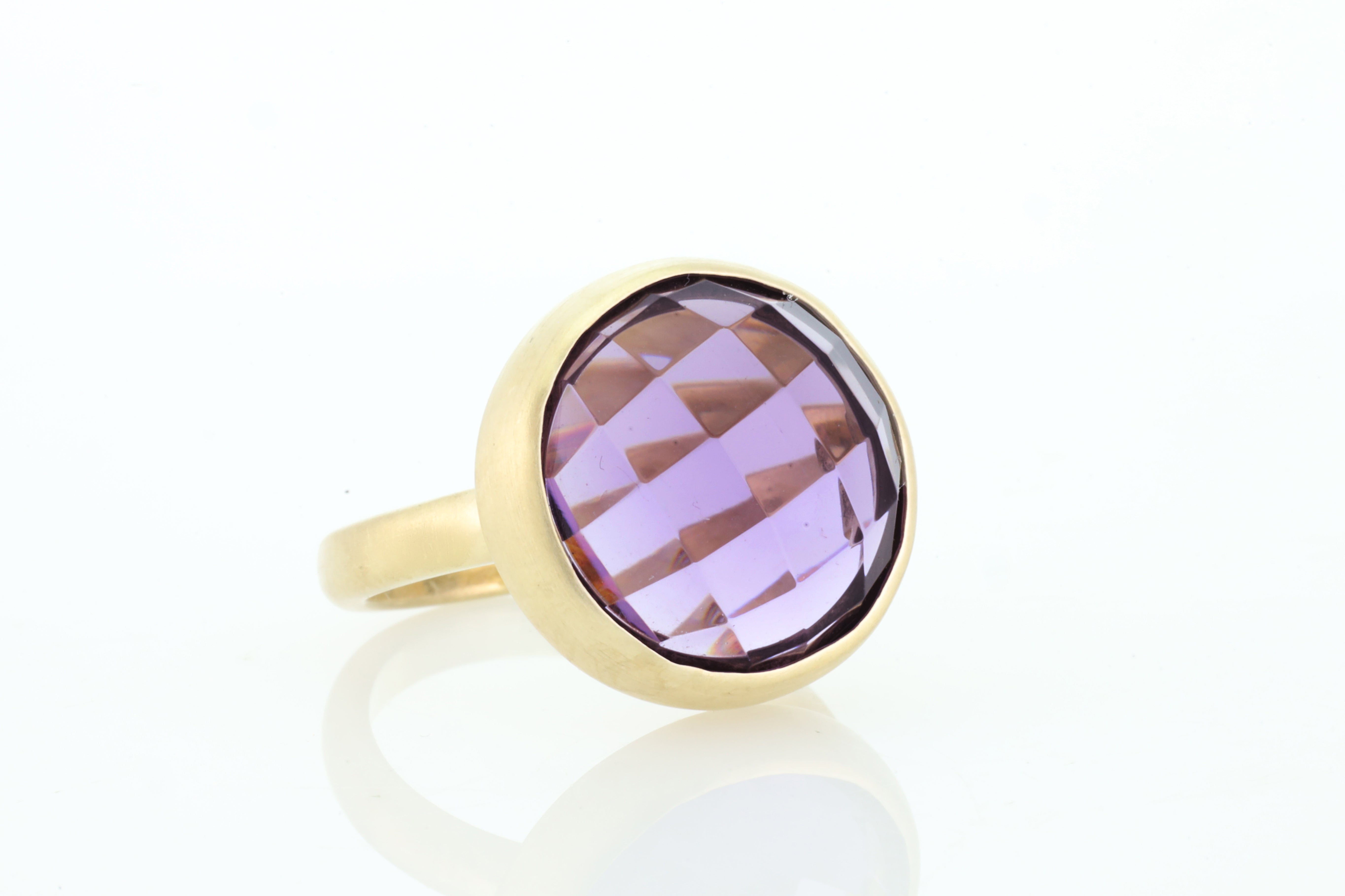 Amethyst Bezel Set Gold Gemstone Ring Rings Anemone Limited