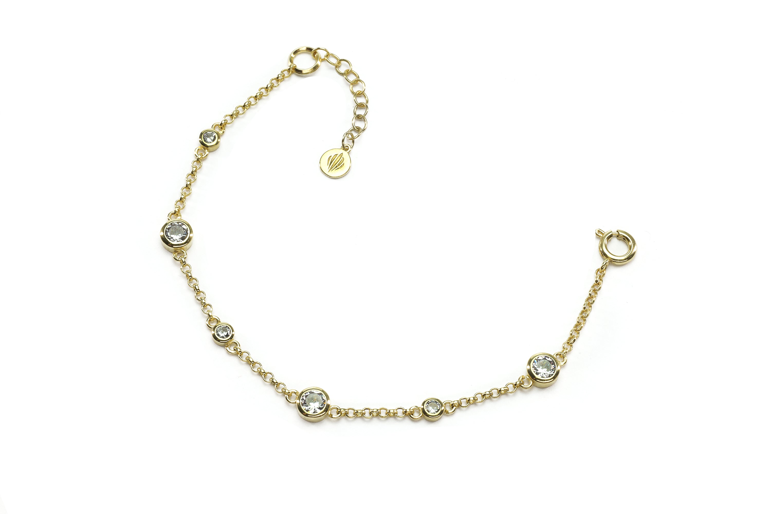 Minimalist Gold Chain Bracelet with Cubic Zirconia Charms Bracelets Anemone Unique