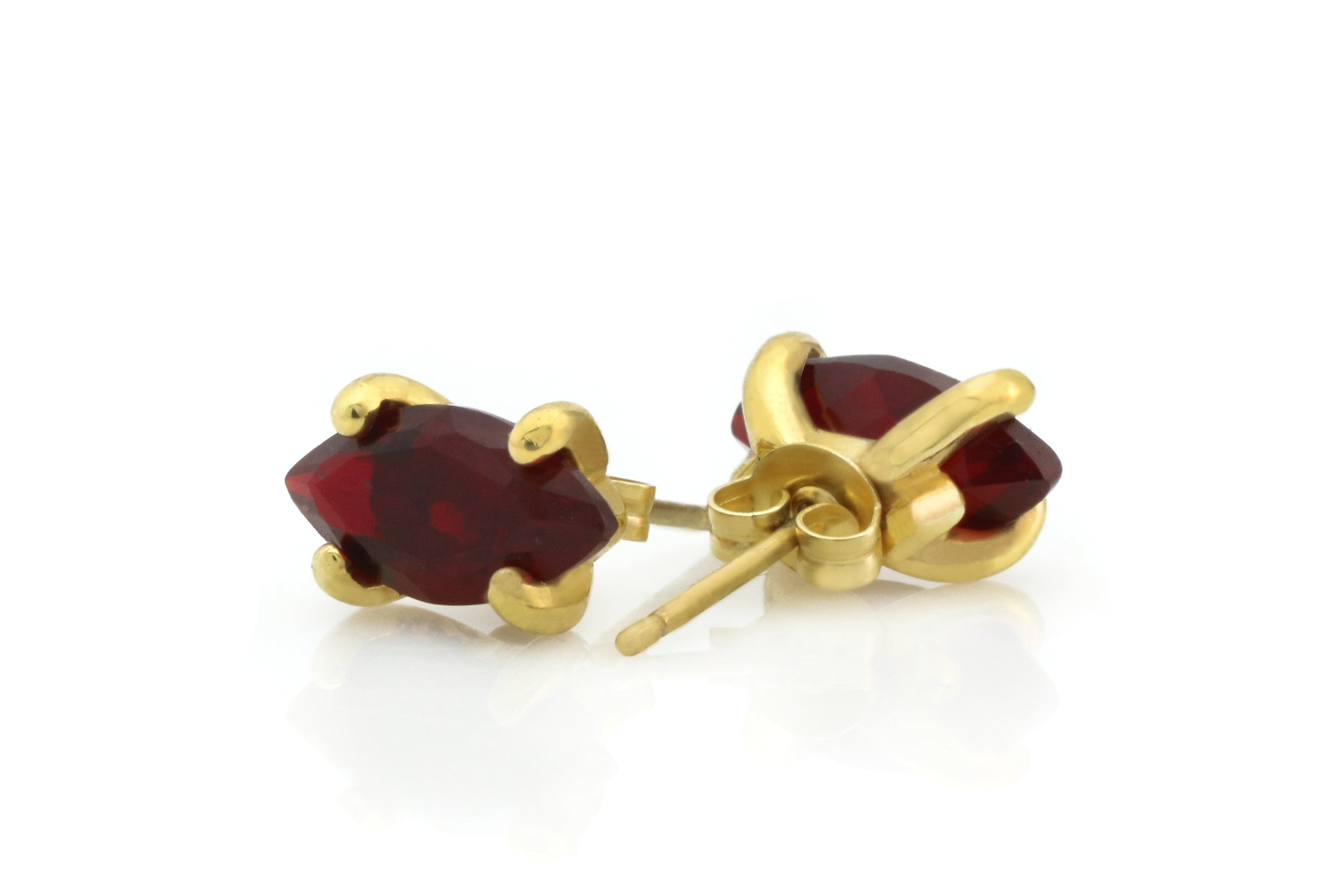 Exquisite Garnet Stud Earrings in Gold Earrings Anemone Unique