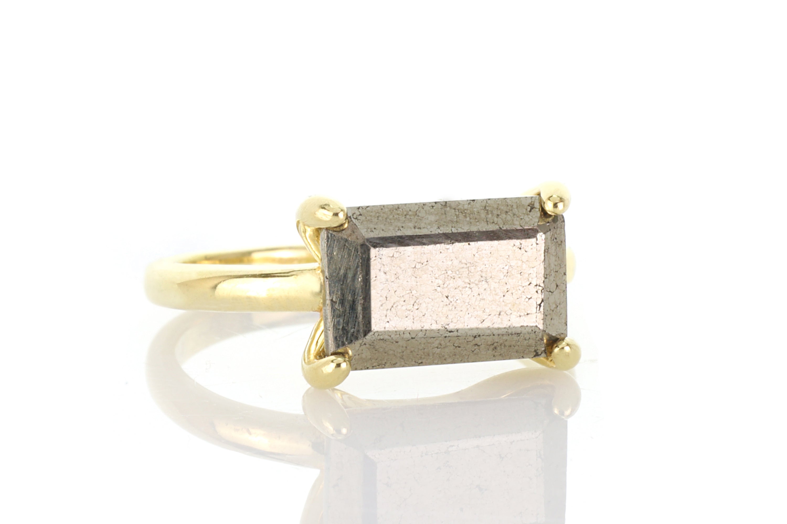 Shiny Pyrite Stone Ring in Gold Rings Anemone Unique