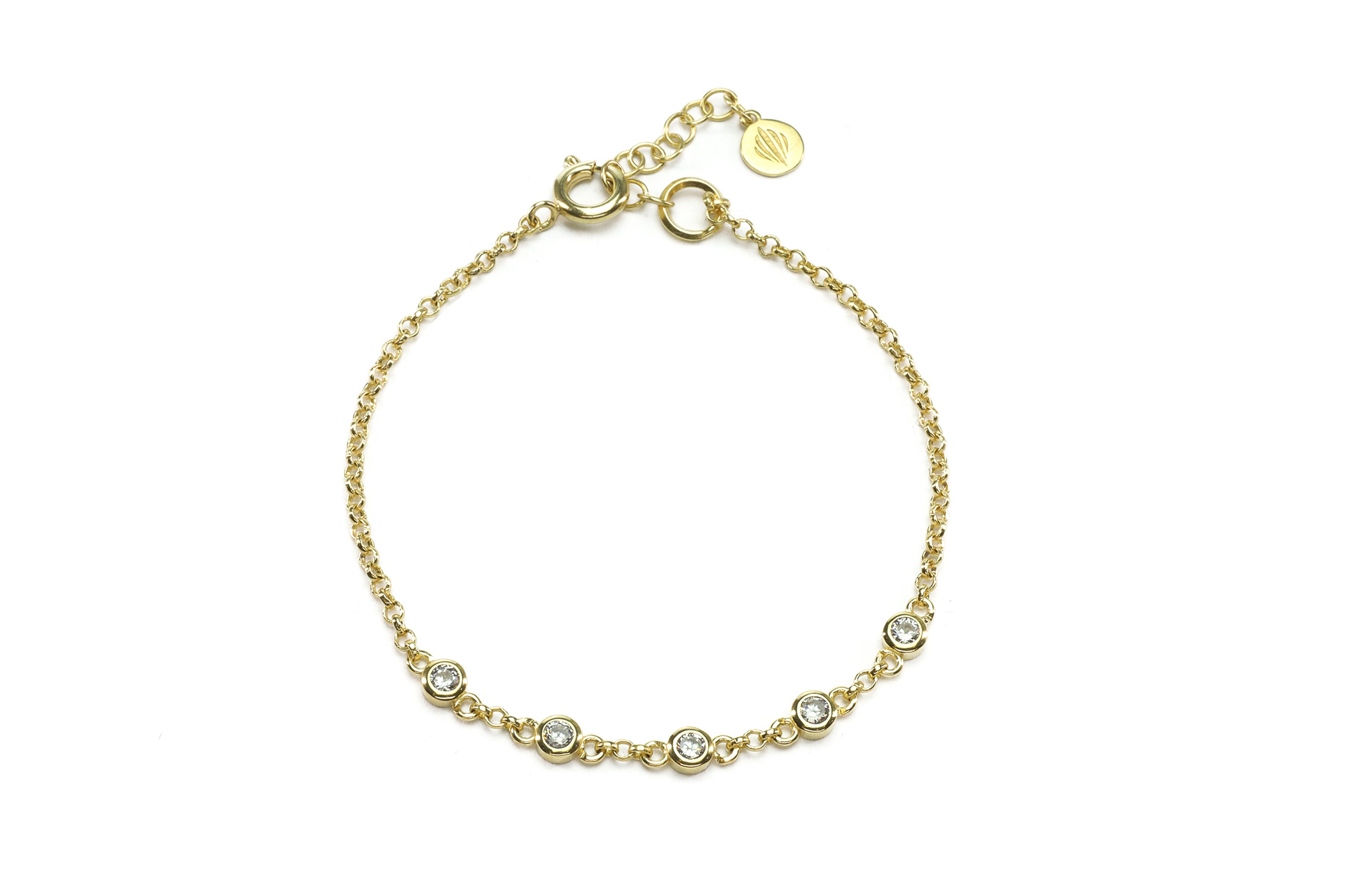Minimalist Cubic Zirconia Charms Gold Bracelet Bracelets Anemone Unique