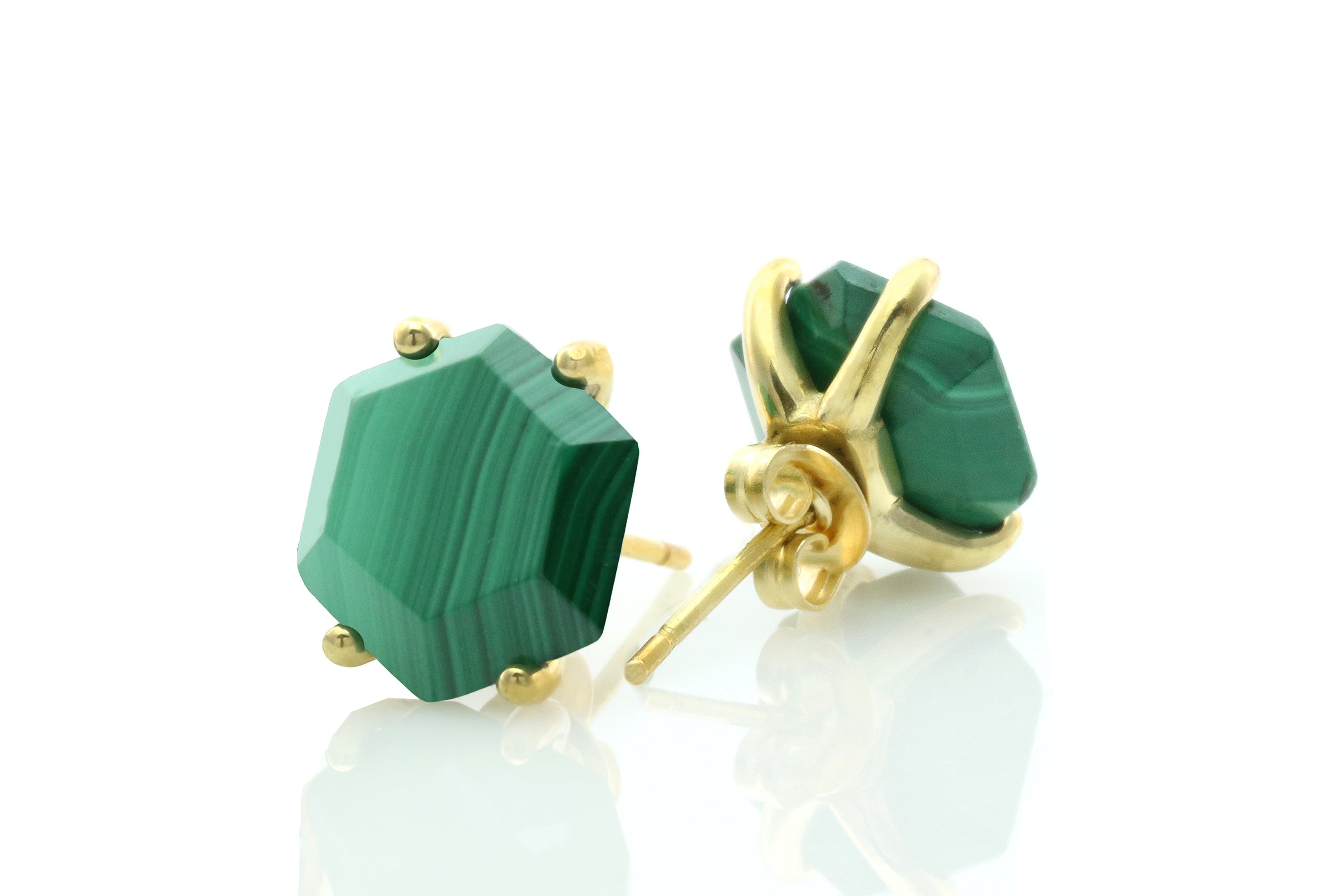 Hexagon Malachite Gold Filled Earrings Earrings Anemone Unique