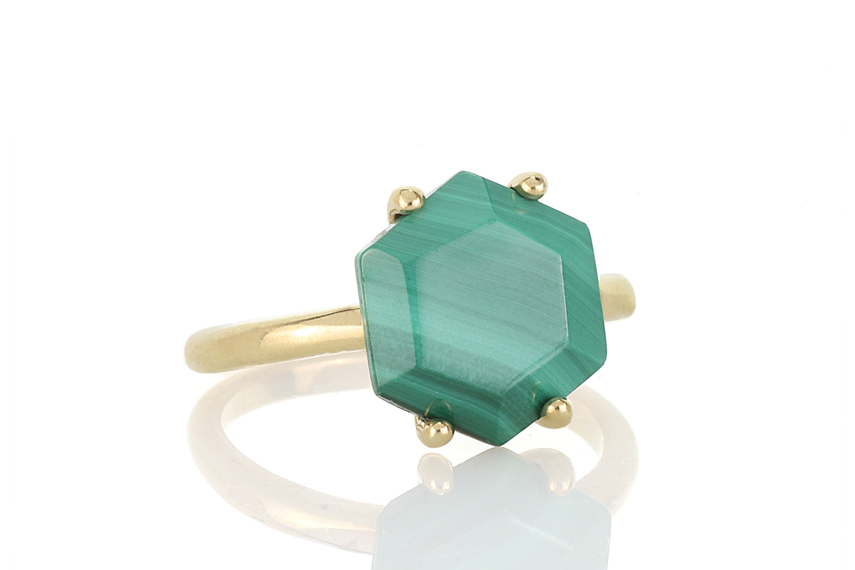 Luxurious Gold Malachite Solitaire Ring Rings Anemone Unique