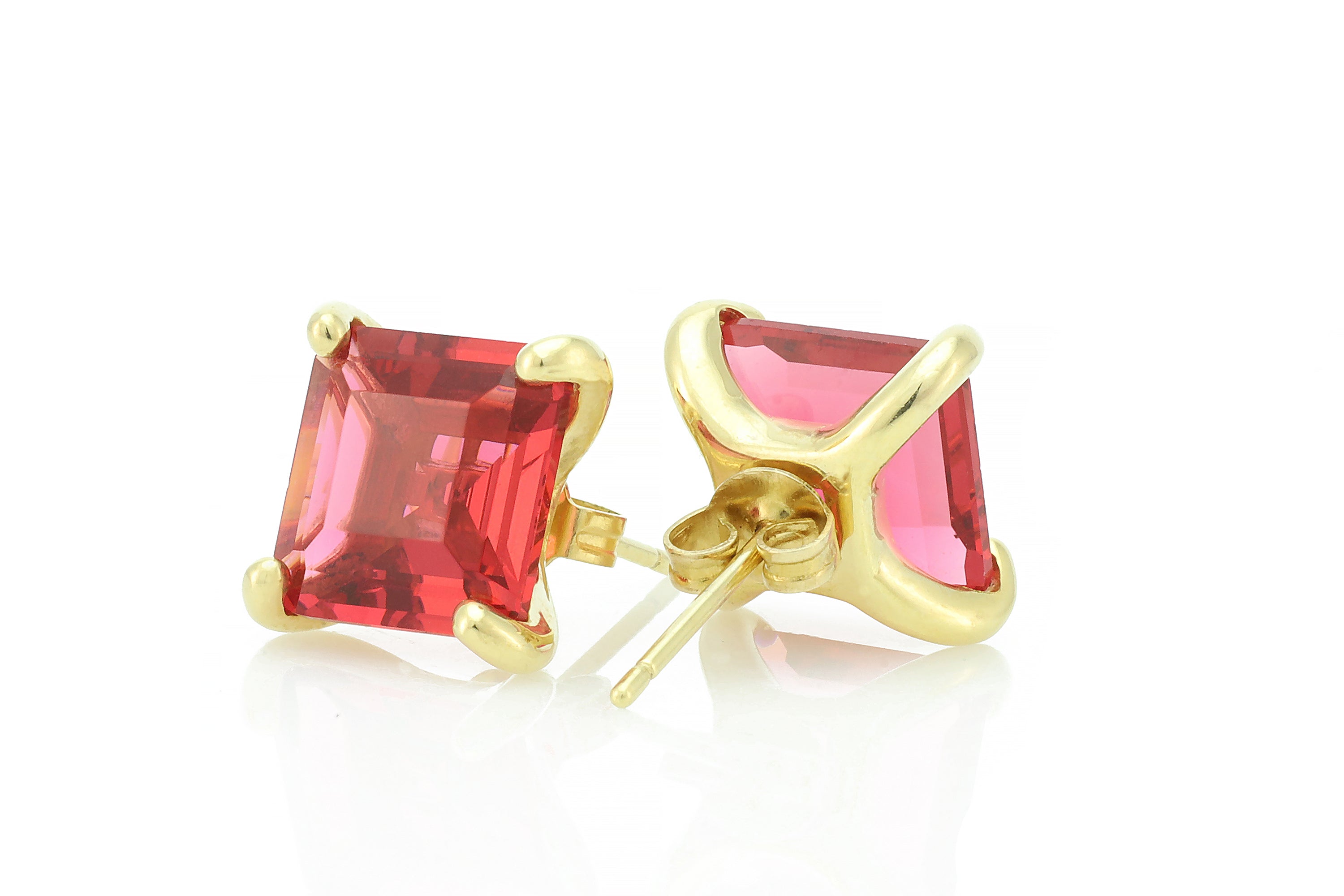 Square Cut Pink Tourmaline Gold Filled Earrings Earrings Anemone Unique
