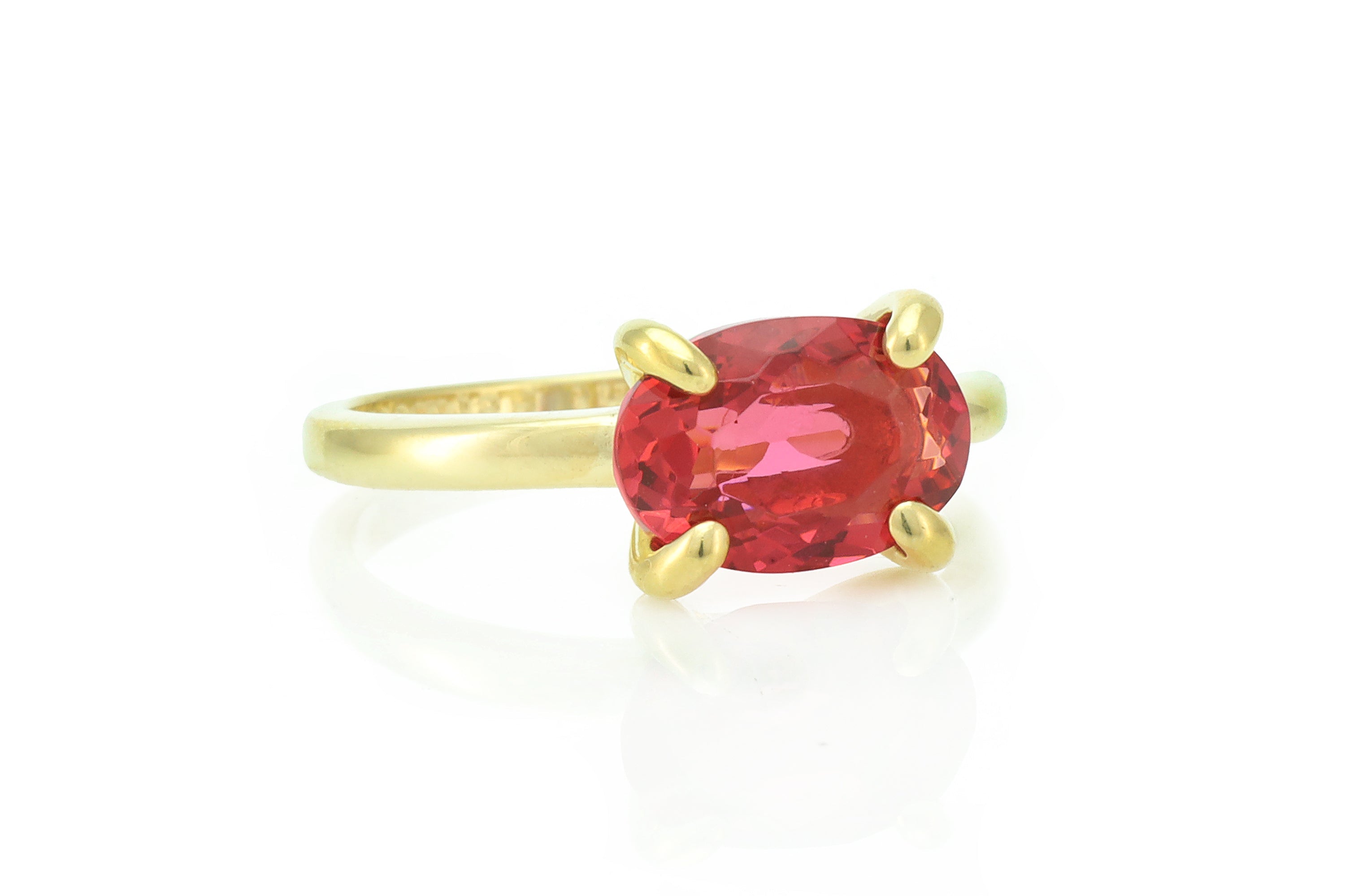 Pink Tourmaline Oval Gemstone Gold Ring Rings Anemone Unique