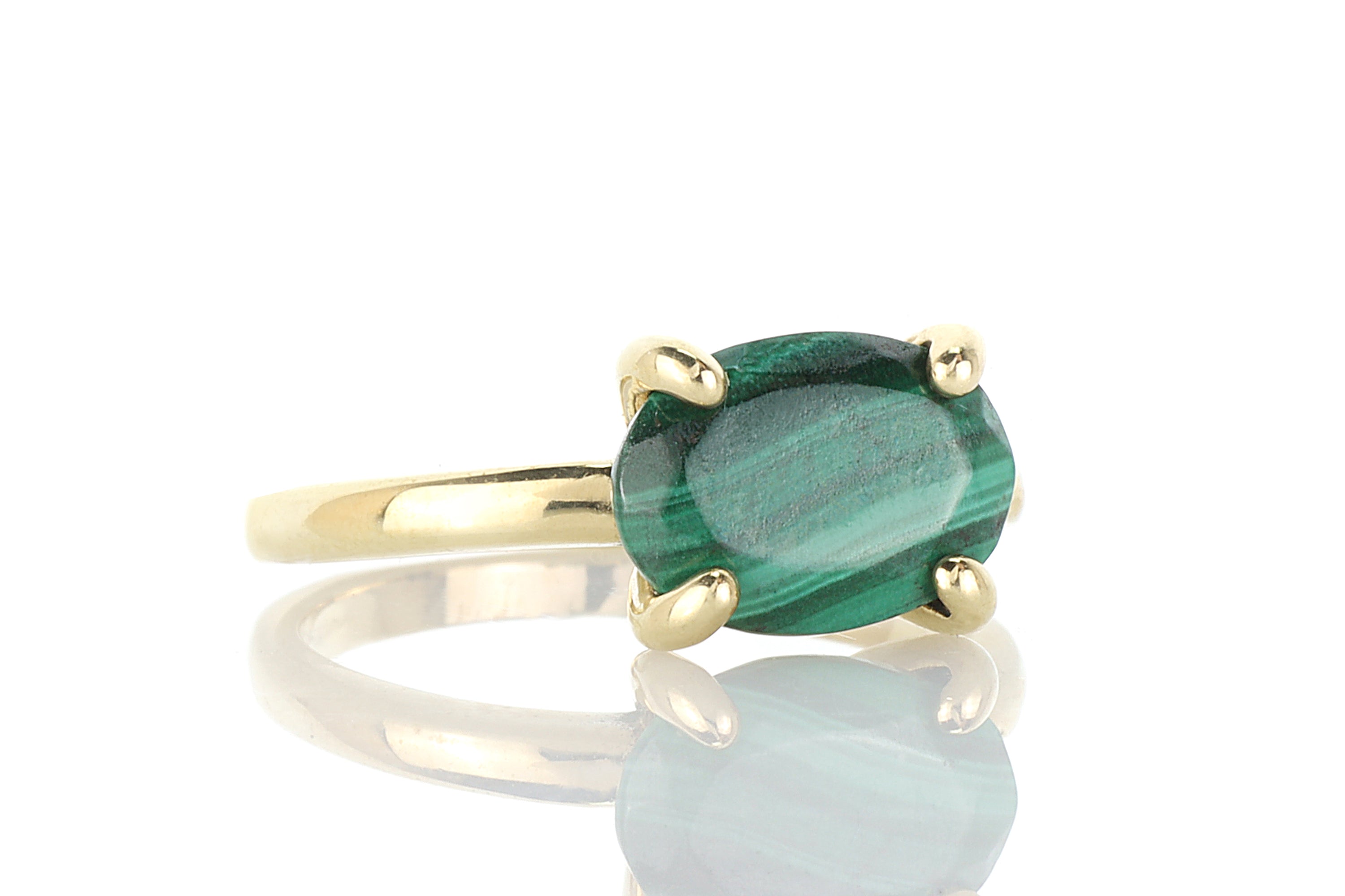 Green Malachite Gold Banded Ring Rings Anemone Unique