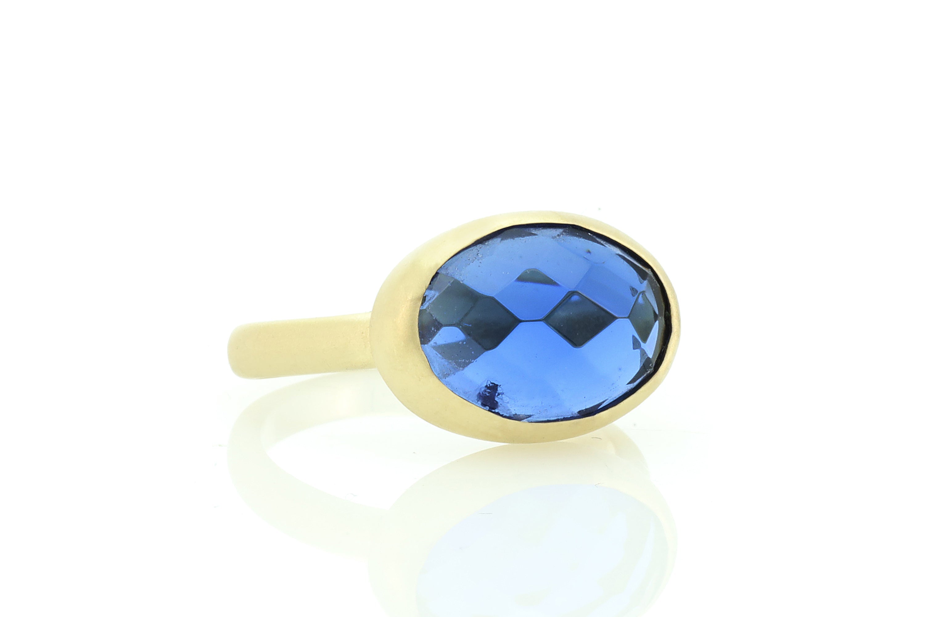 Oval Sapphire Bezel Set in Elegant Gold Ring Rings Anemone Limited