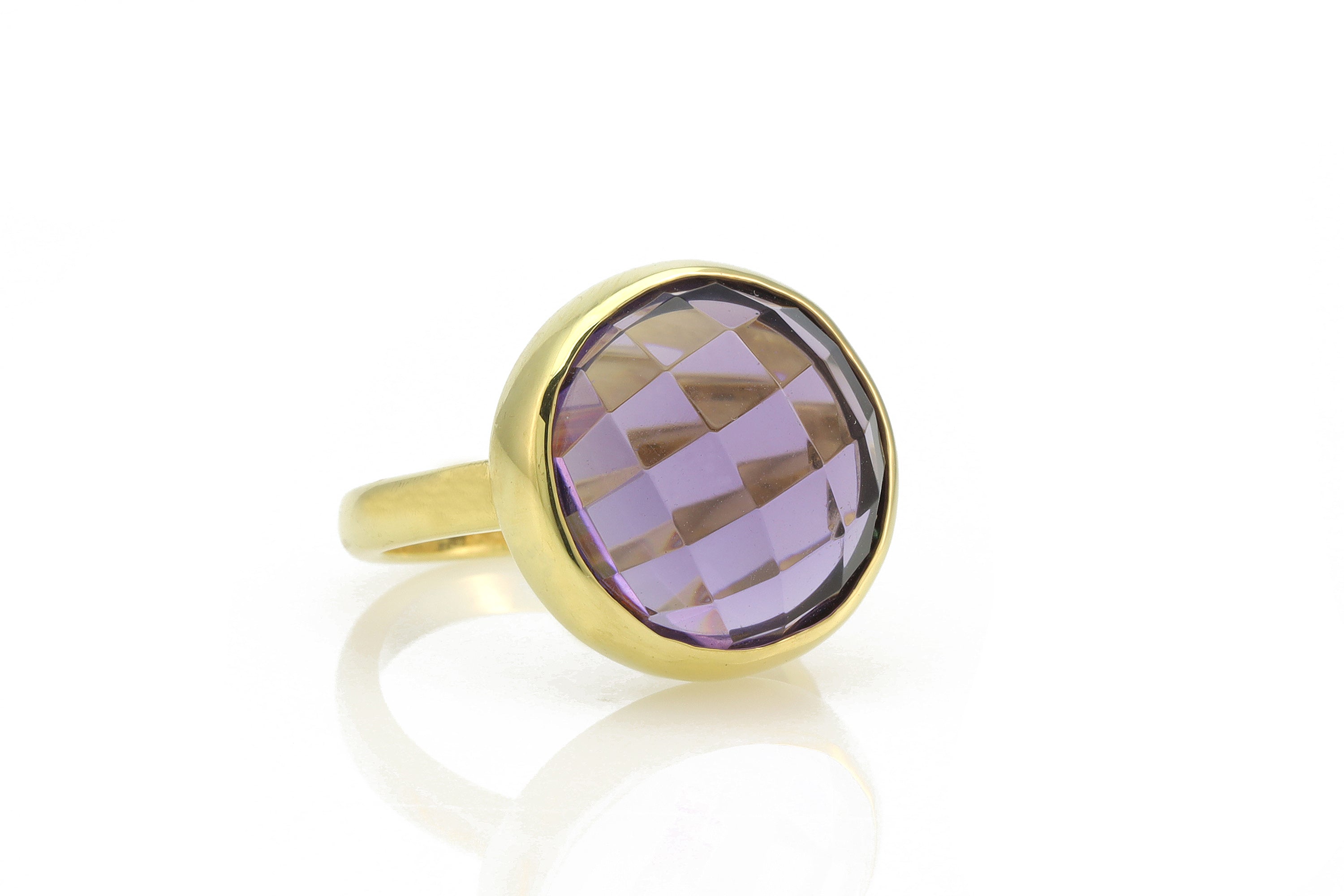 Large Bezel Set Amethyst Statement Gold Ring Rings Anemone Limited