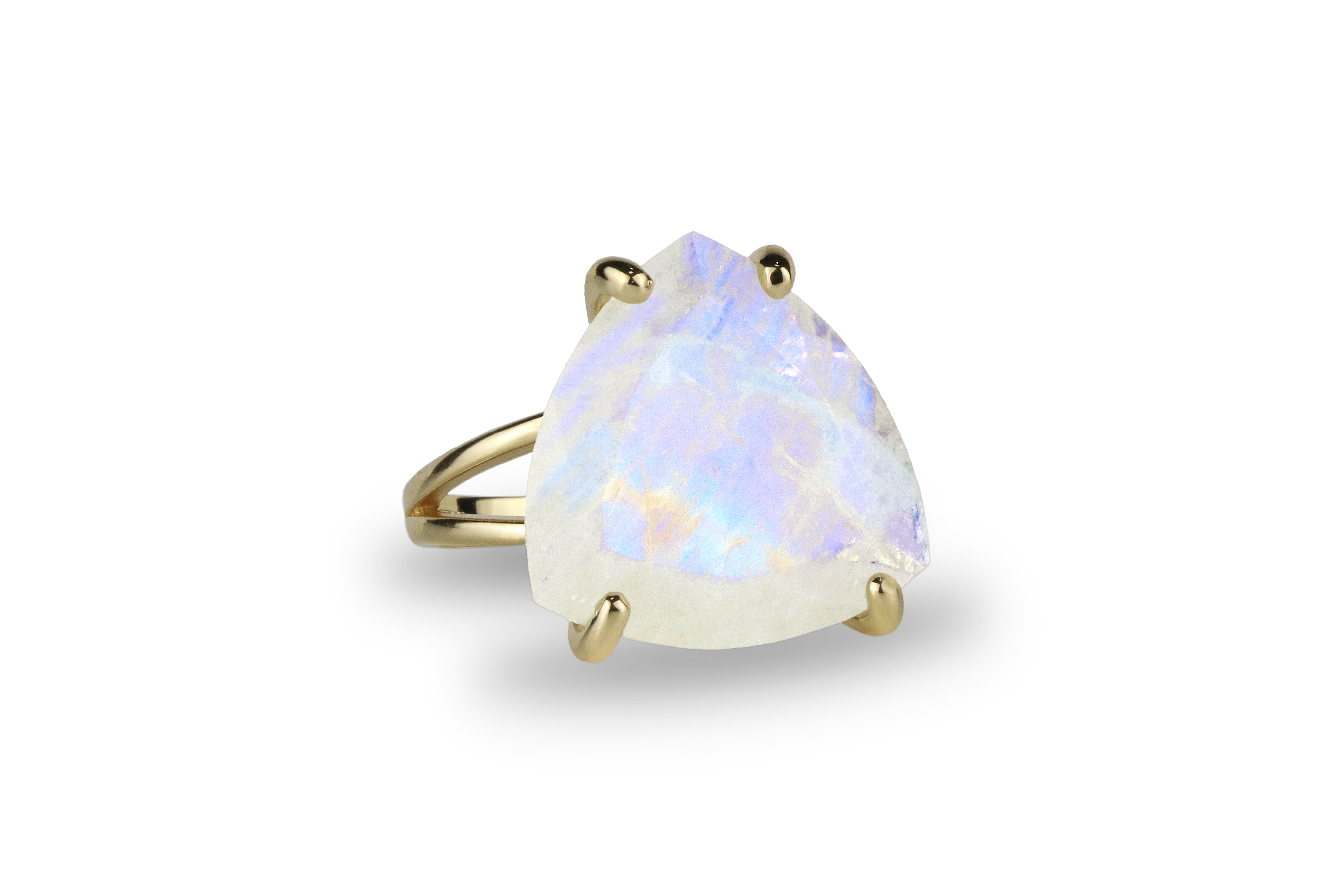 Trillion Statement Moonstone Gold Ring Rings Anemone Jewelry