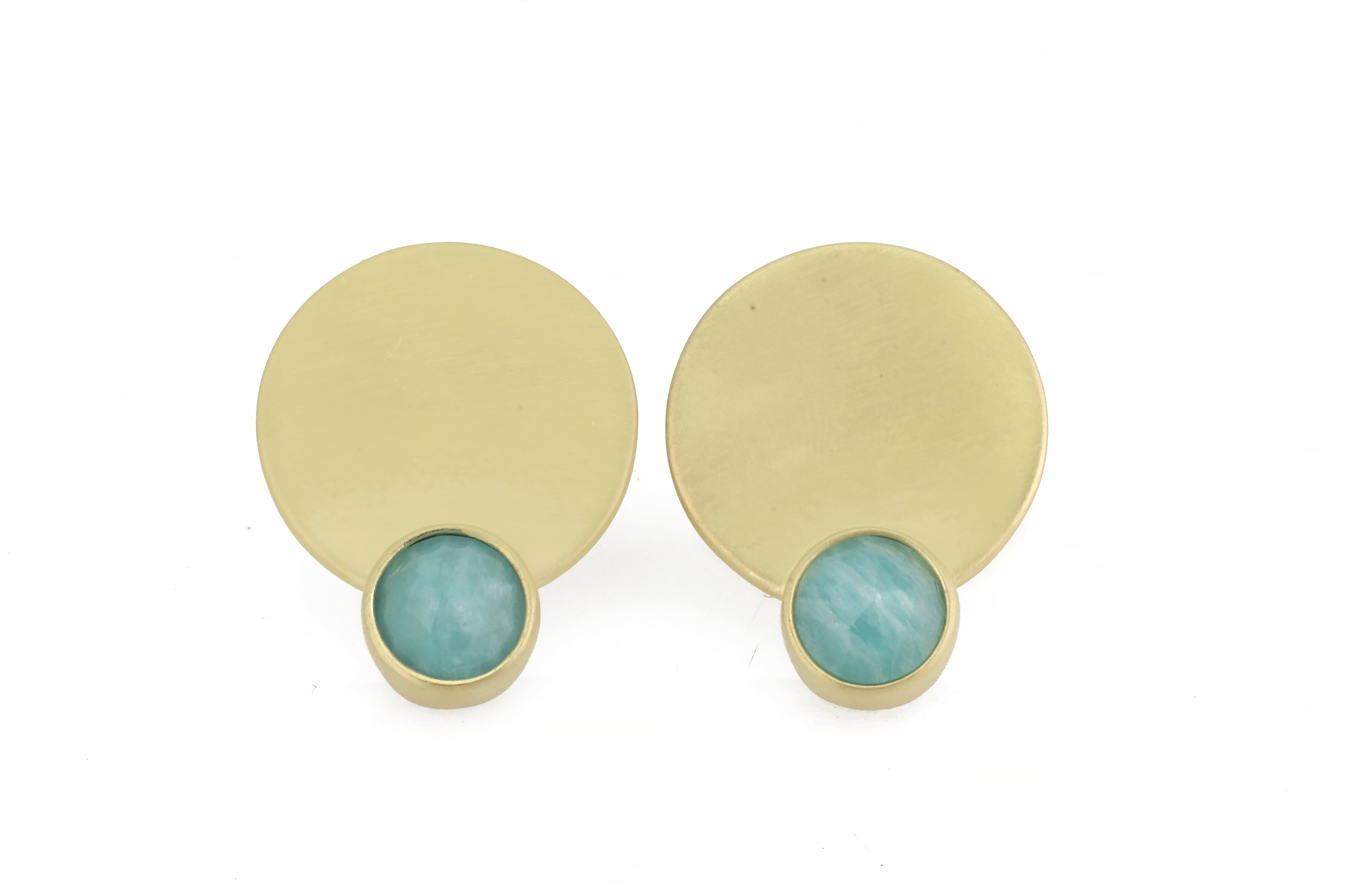 Gold Amazonite Bezel Set Gold Stud Earrings Earrings Anemone Limited