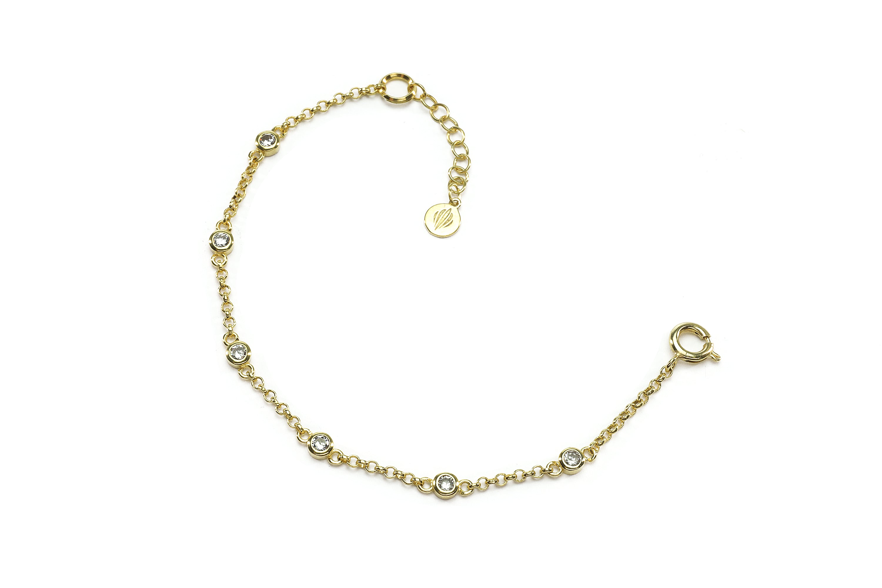 Minimalist Gold Chain Bracelet with Cubic Zirconia Charms Bracelets Anemone Unique