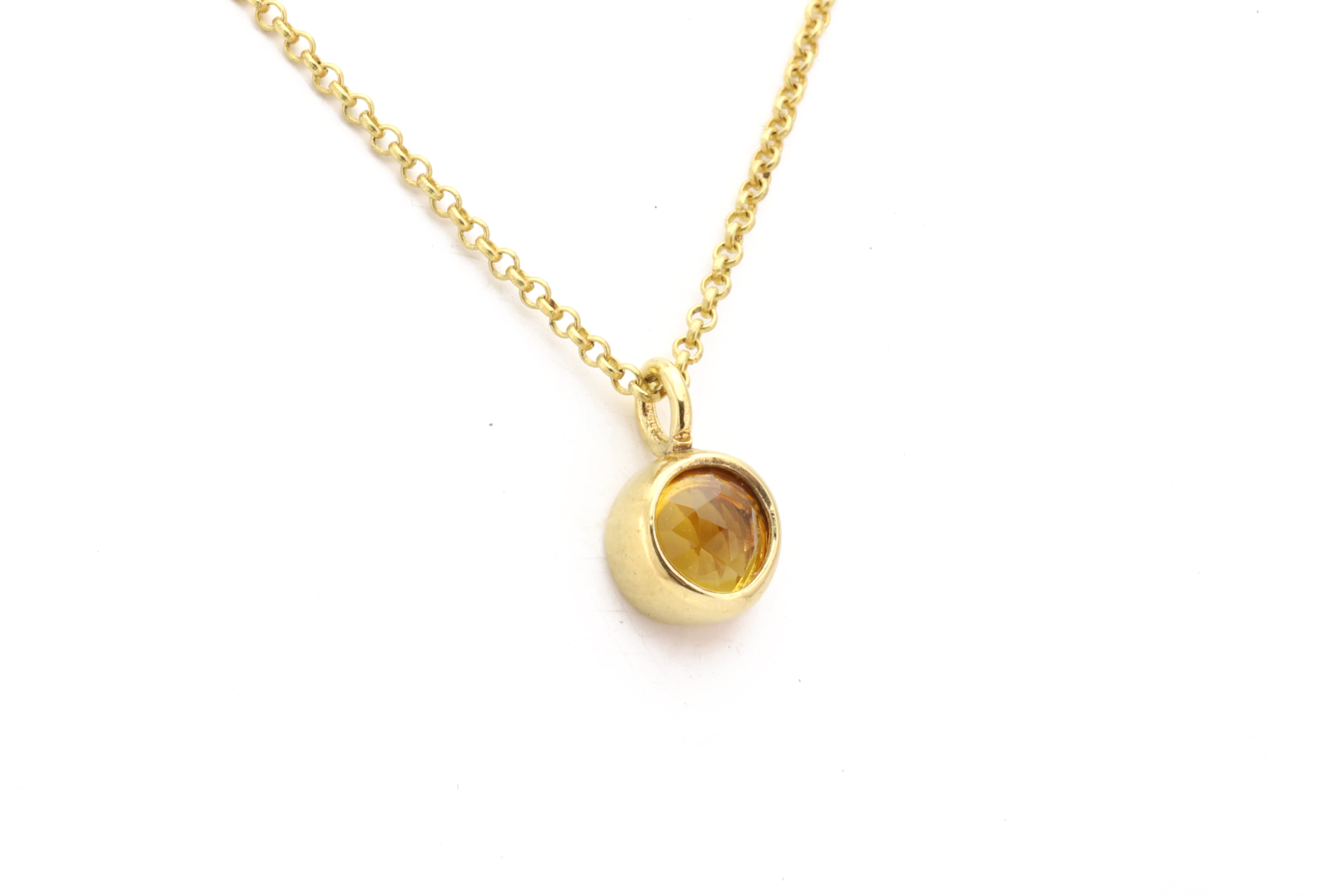Citrine Pendant Necklace in Gold Bezel Setting necklaces Anemone Limited