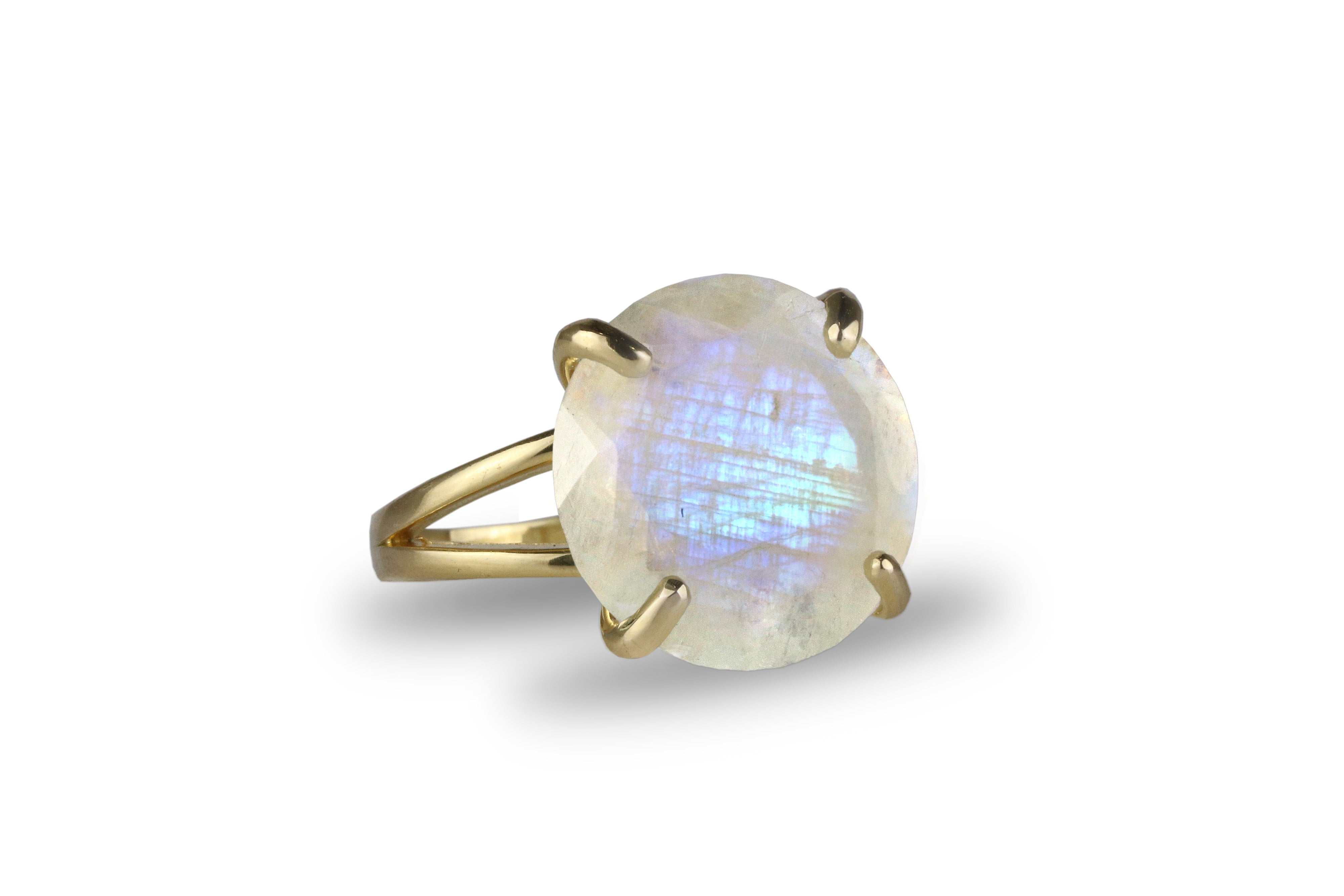 Round Moonstone Statement Ring in Gold Rings Anemone Jewelry