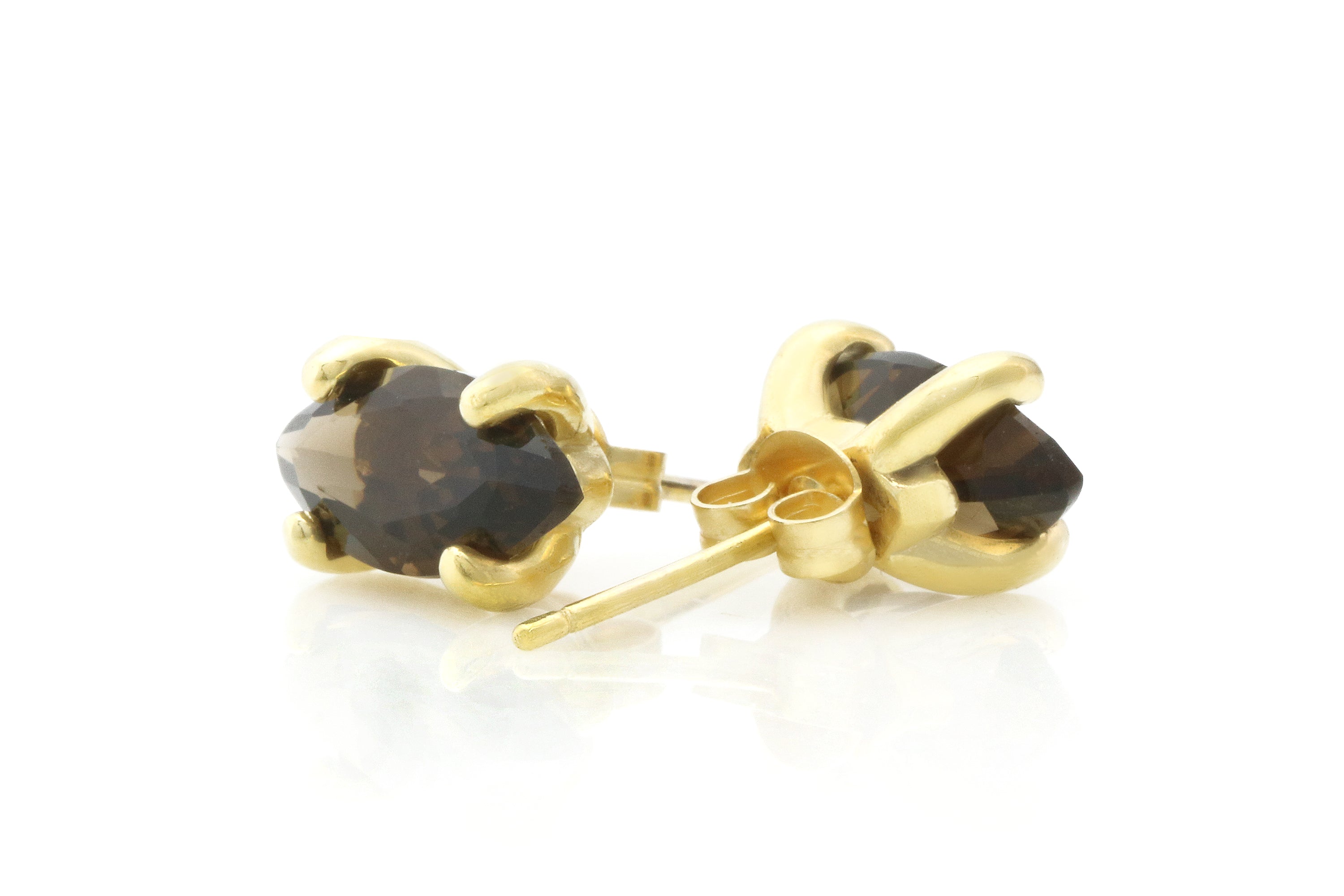 Artisan Smoky Quartz Gold Earrings Earrings Anemone Unique