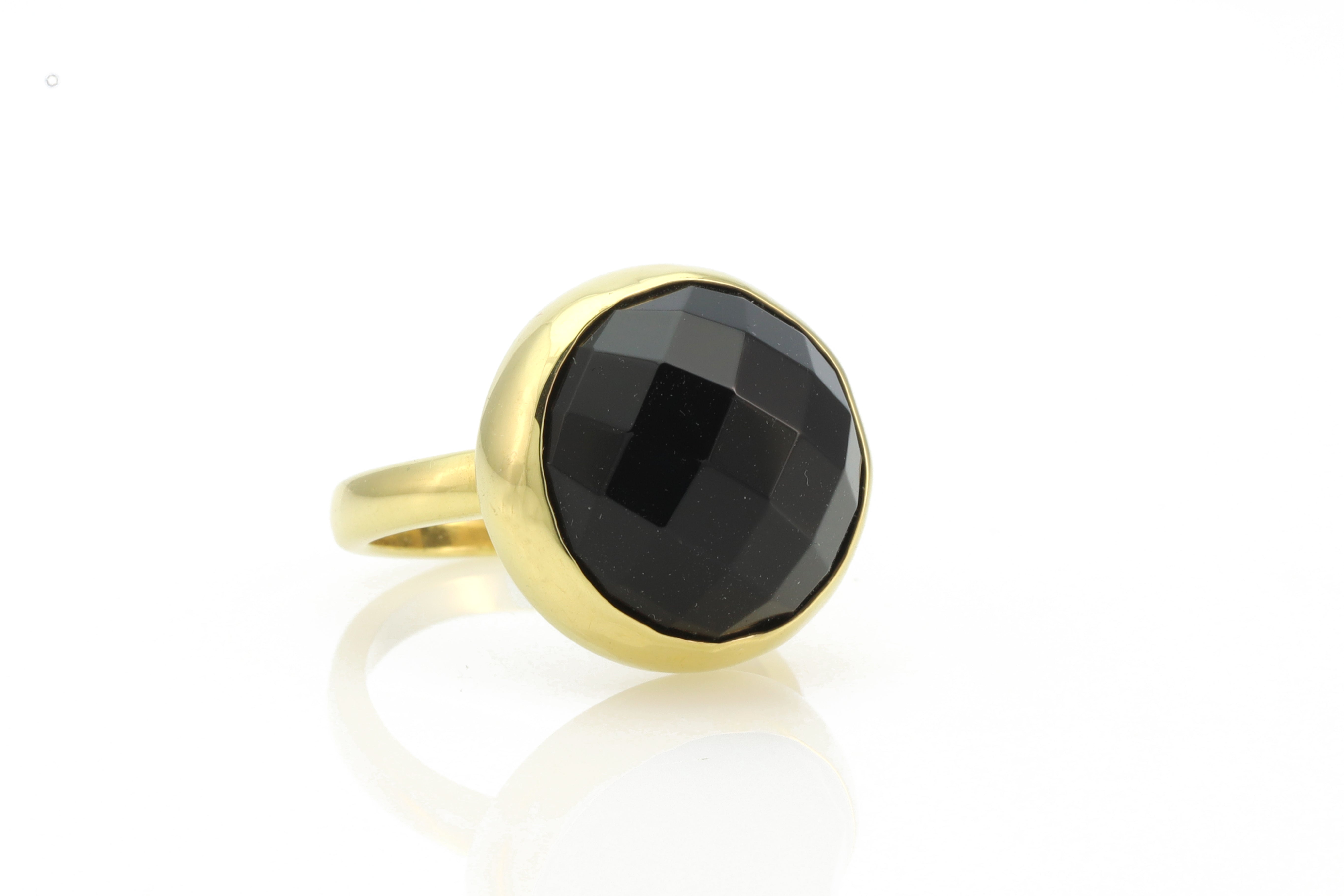 Semiprecious Black Onyx Bezel Set Sterling Silver Ring Rings Anemone Limited