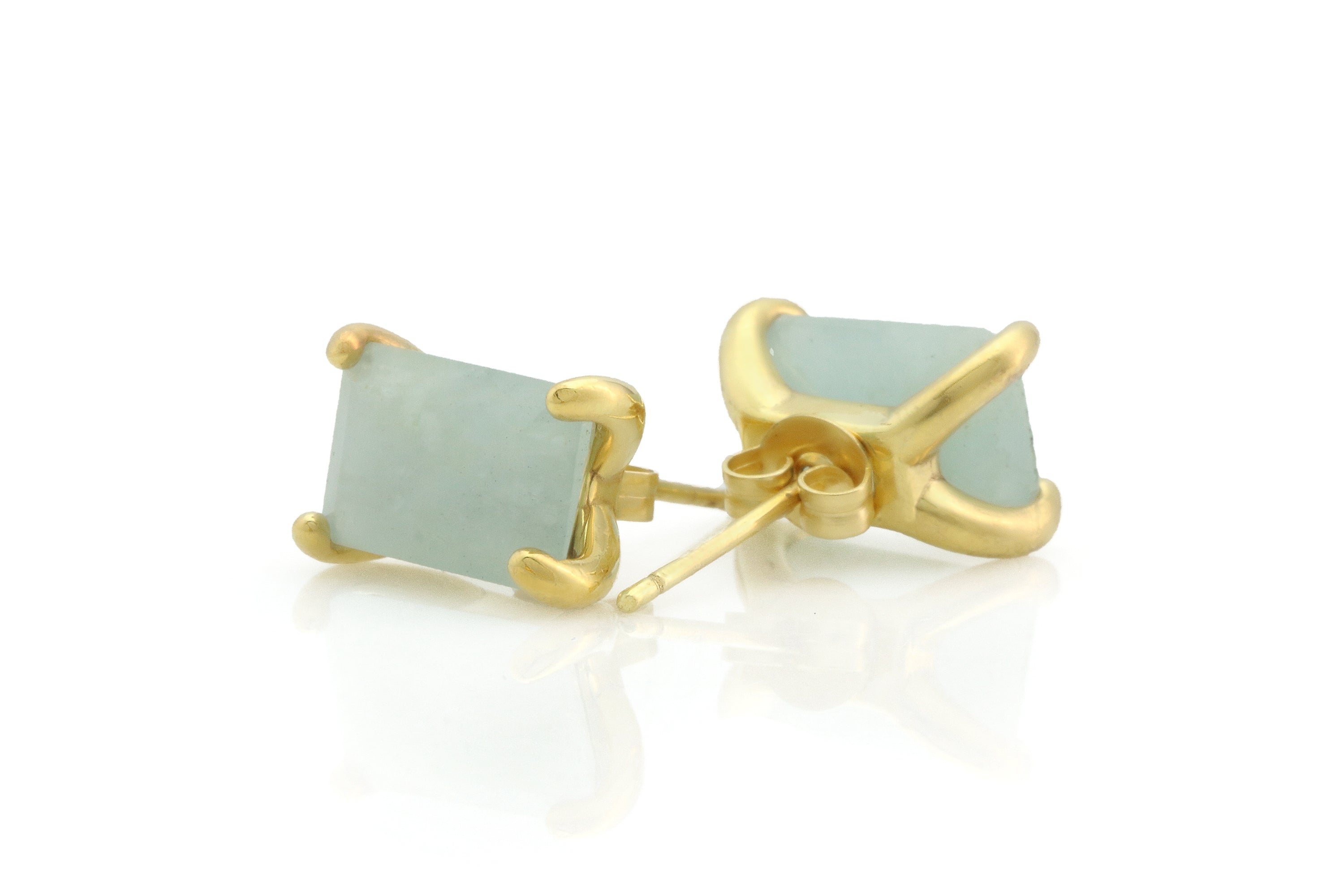Aquamarine Stud Earrings in Gold Earrings Anemone Unique