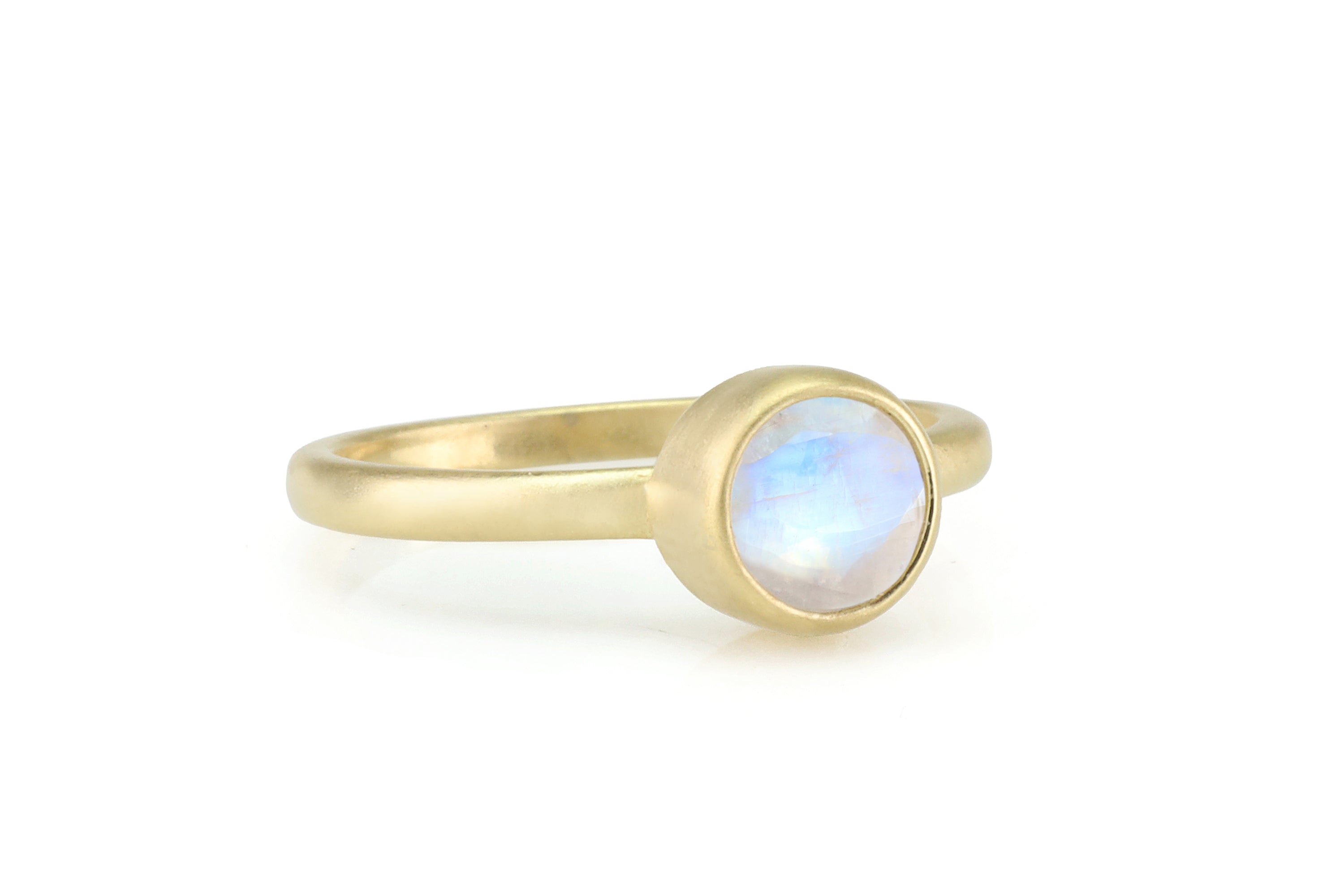 14k Gold Stack Ring with Rainbow Moonstone Rings Anemone Limited