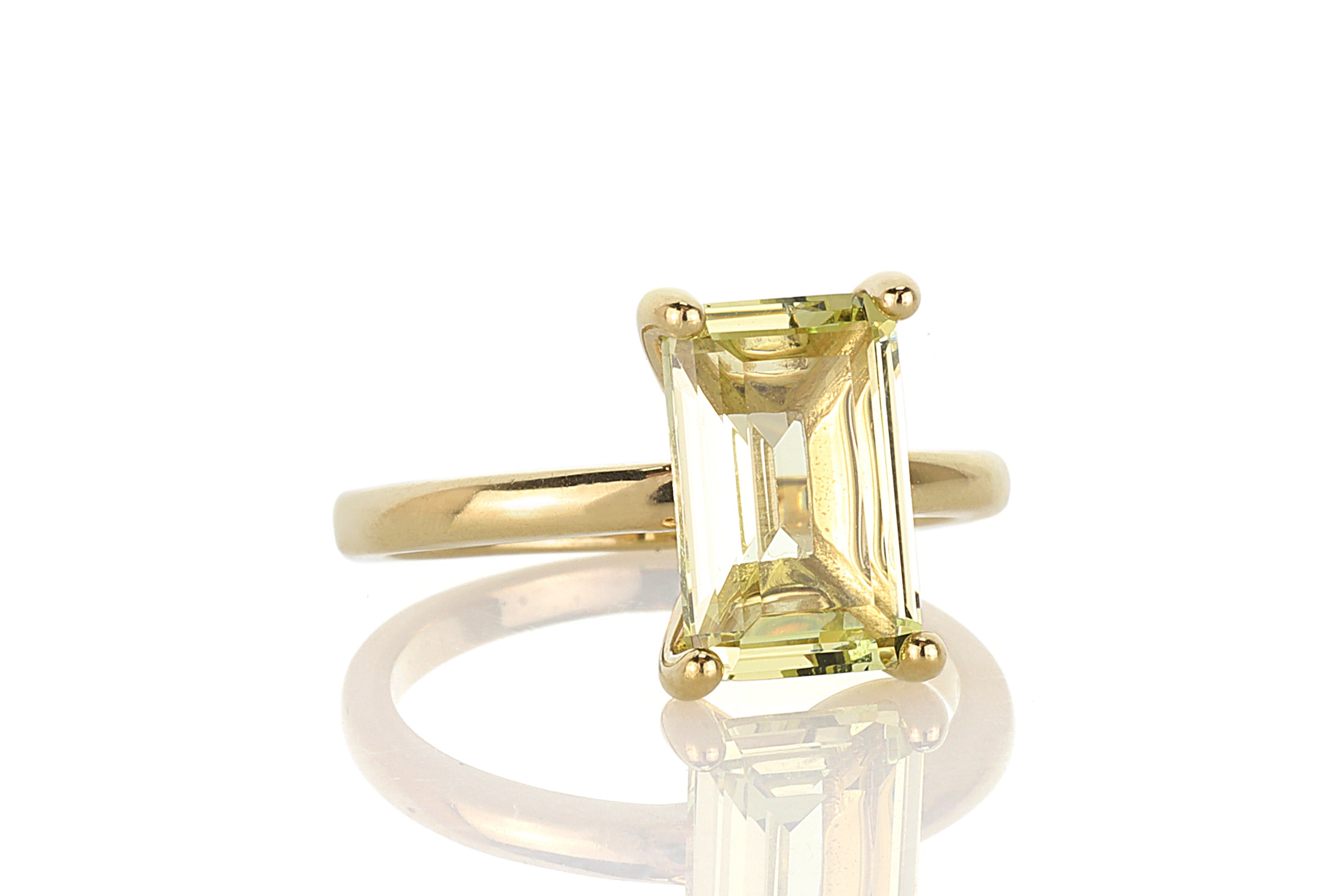 Faceted Lemon Quartz Ring in 14K Gold Rings Anemone Unique