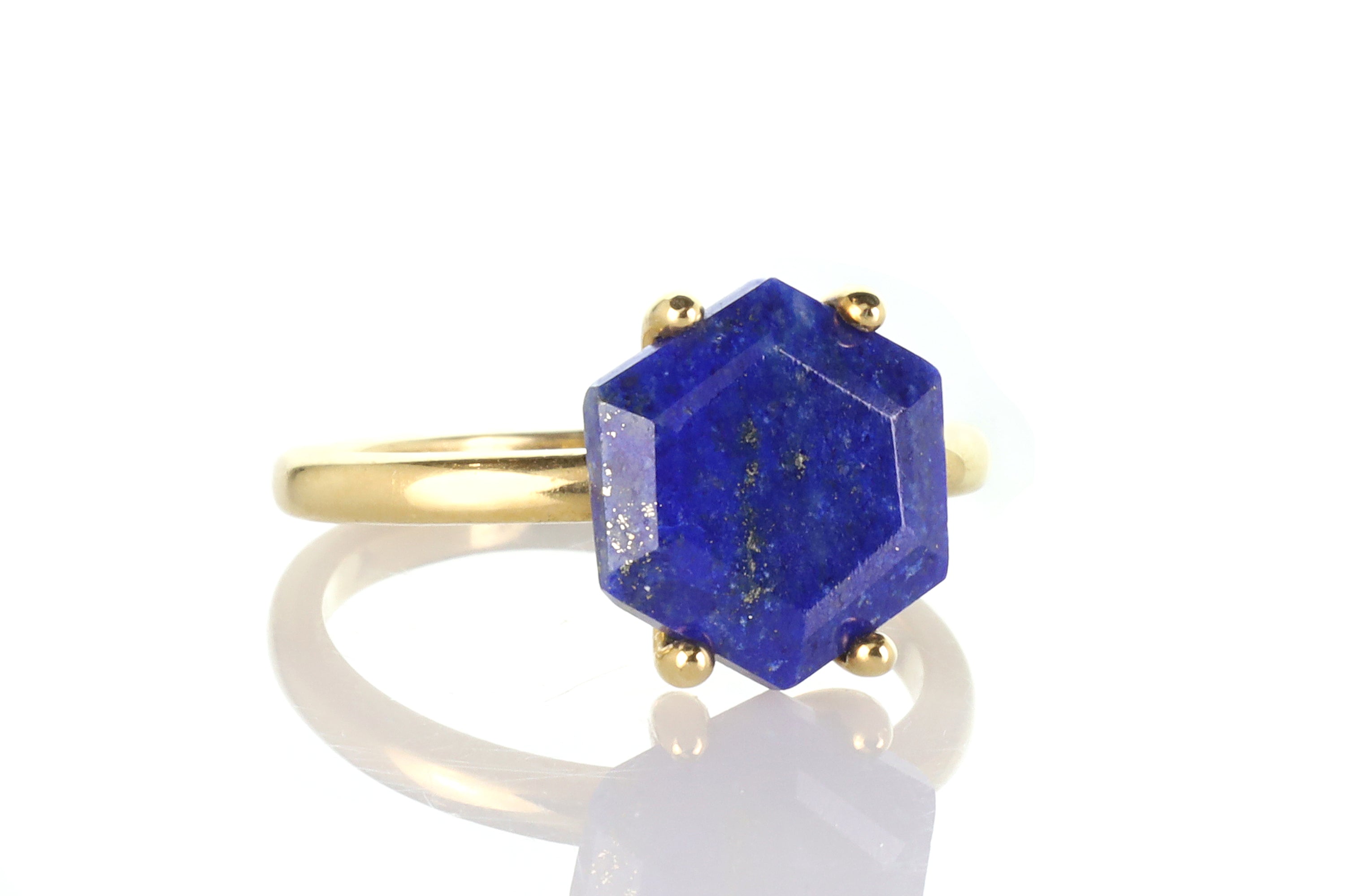 Artisan Lapis Lazuli Stone Gold Ring Rings Anemone Unique