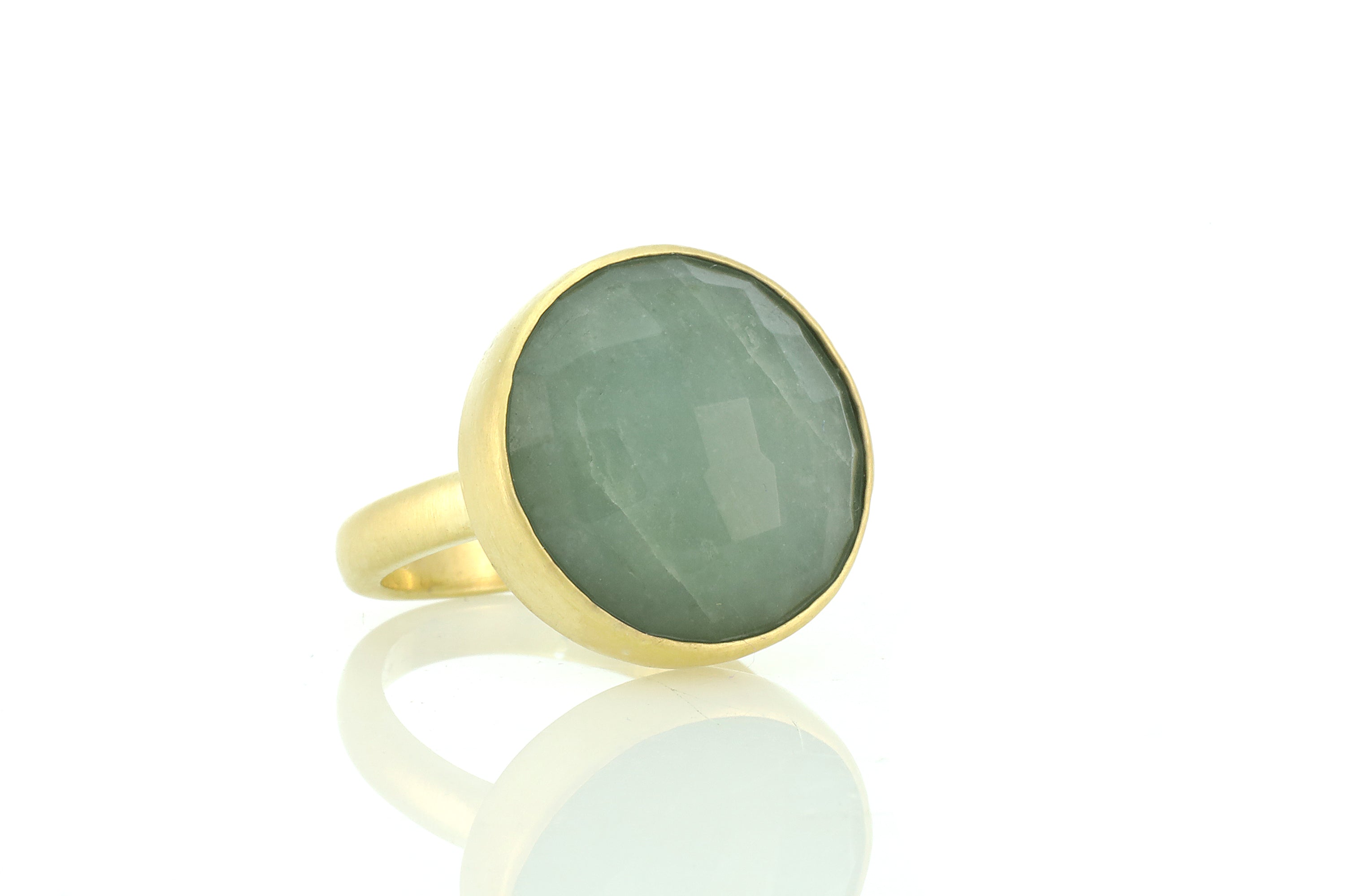 Aquamarine Round 16mm 14k Gold Ring Rings Anemone Limited