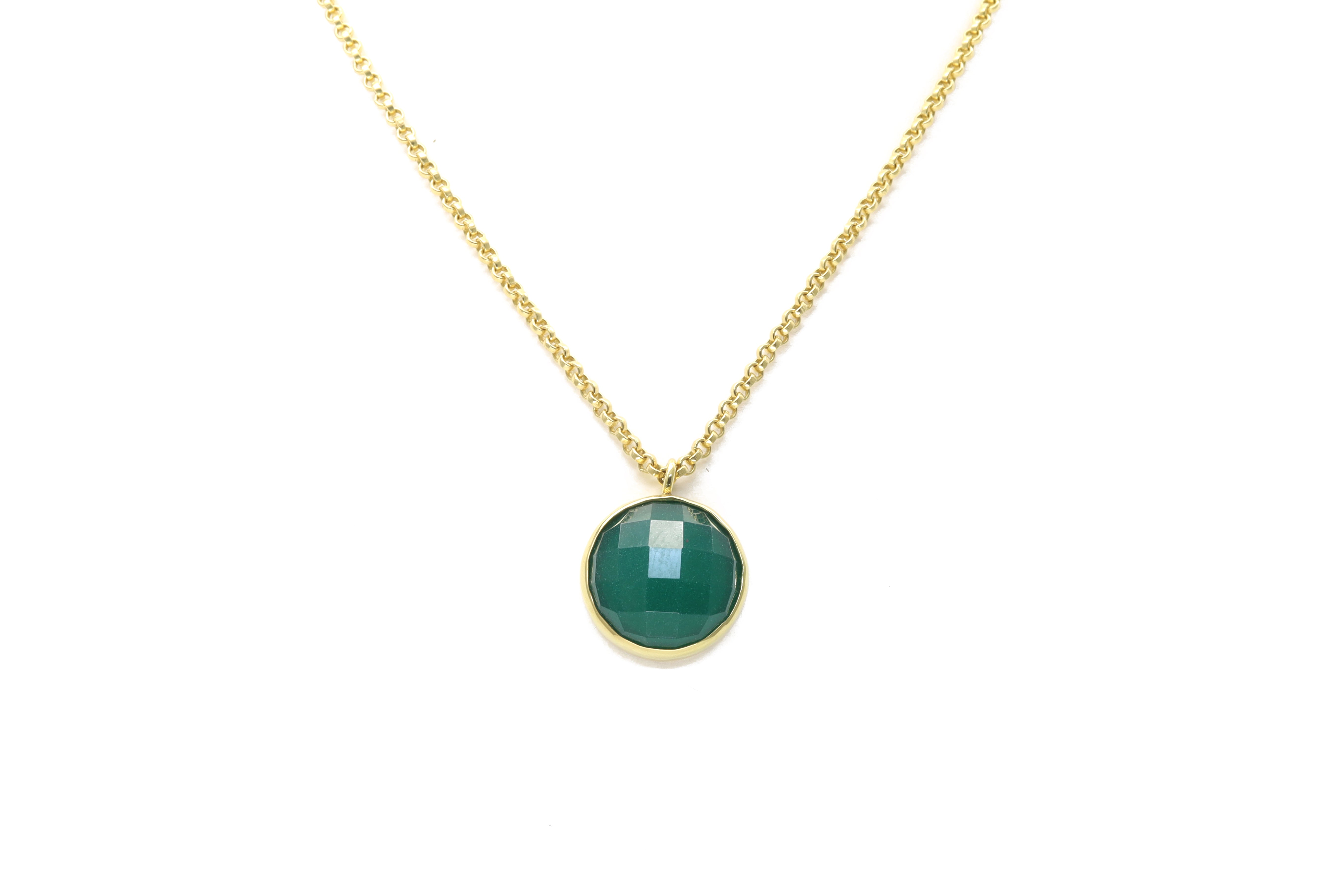 Green Onyx Pendant 14k Gold Long Necklace necklaces Anemone Limited