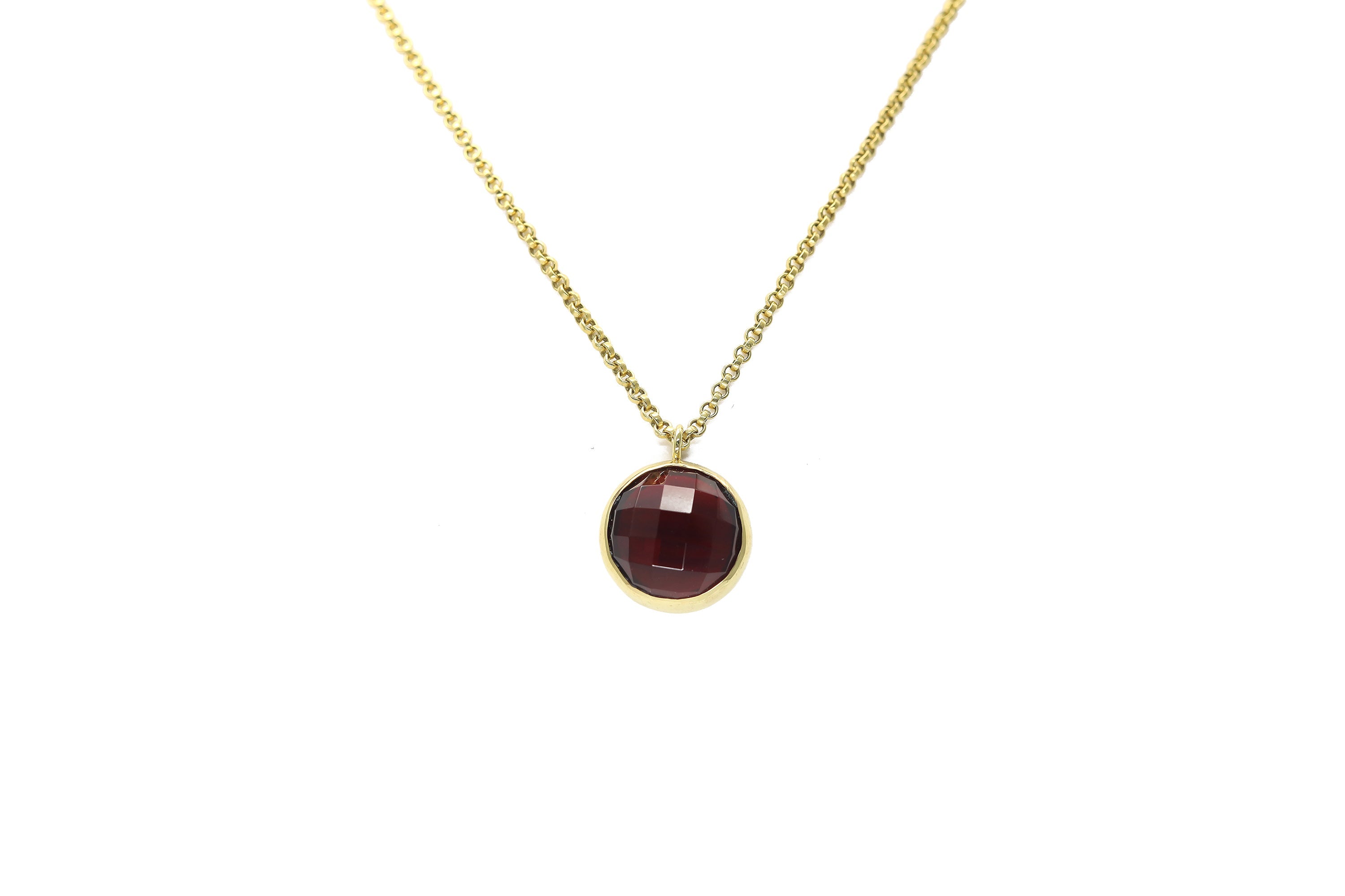 14k Gold Garnet Bezel Set Pendant Necklace necklaces Anemone Limited