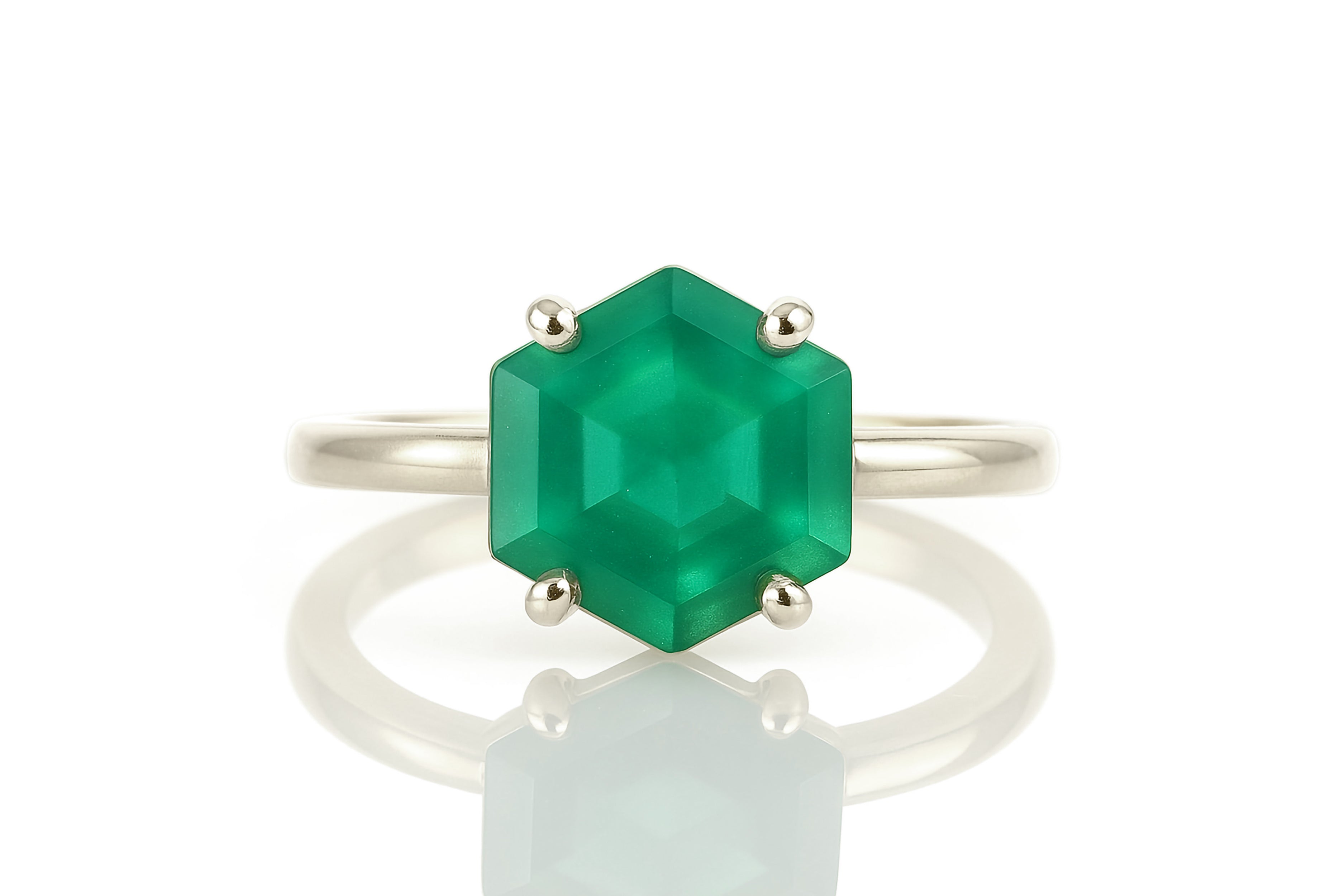 Green Onyx Gemstone Ring in Sterling Silver Rings Anemone Unique