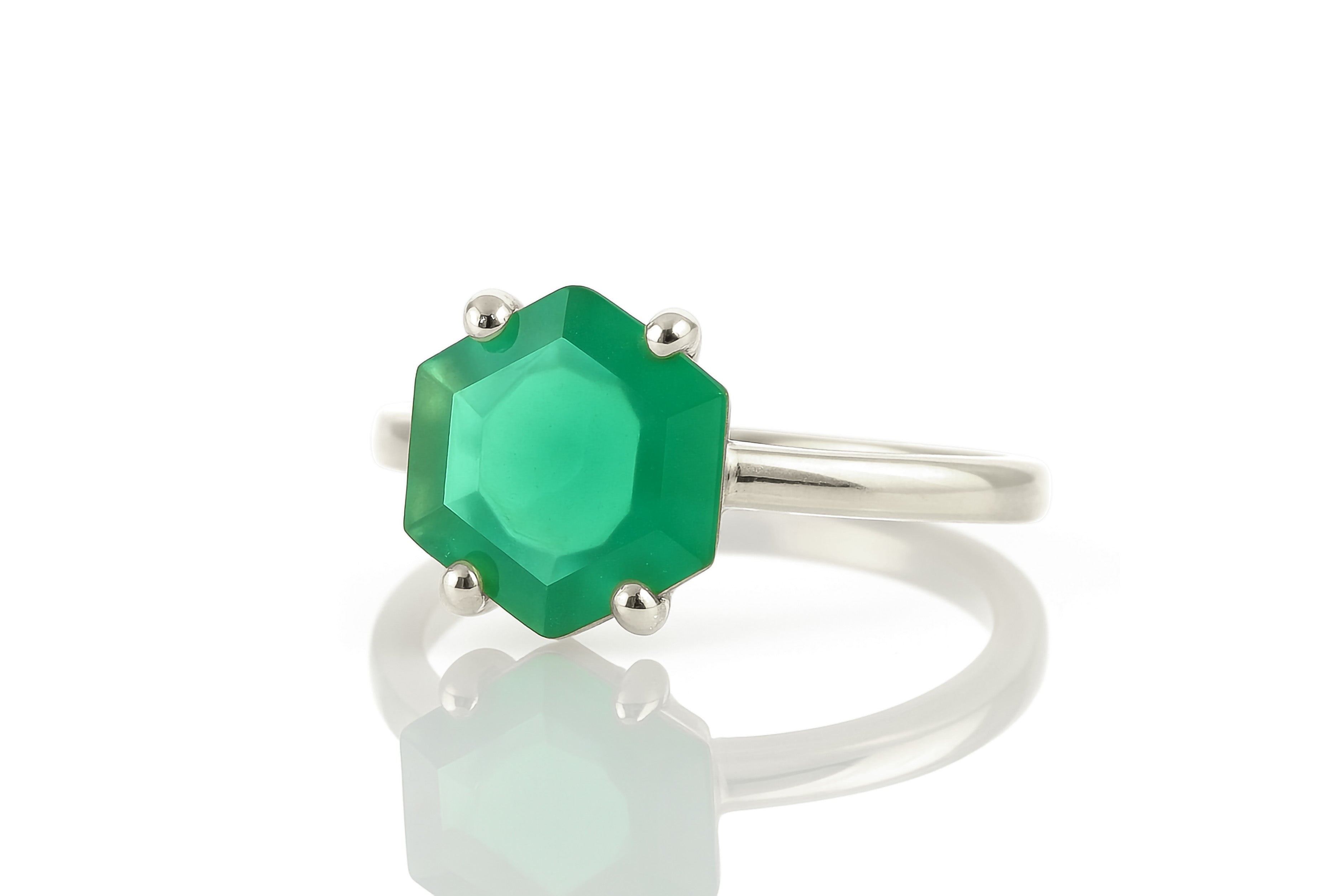 Green Onyx Gemstone Ring in Sterling Silver Rings Anemone Unique