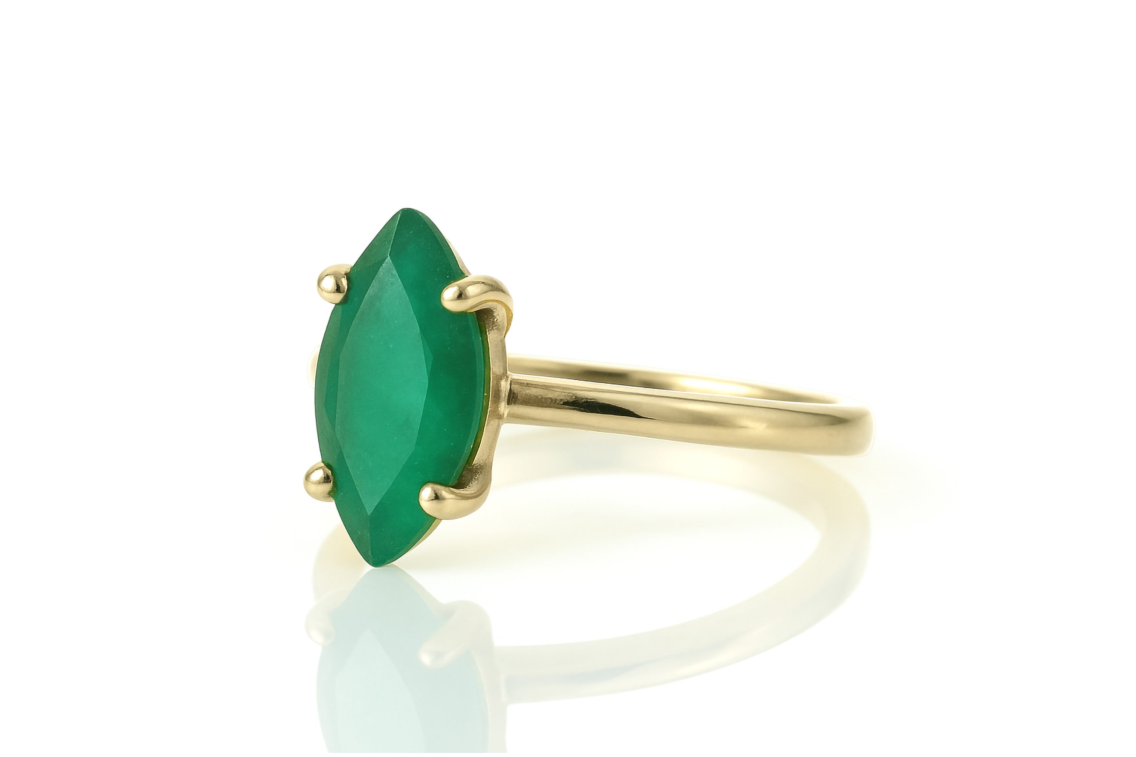 Marquise Green Onyx Gold Ring Rings Anemone Unique