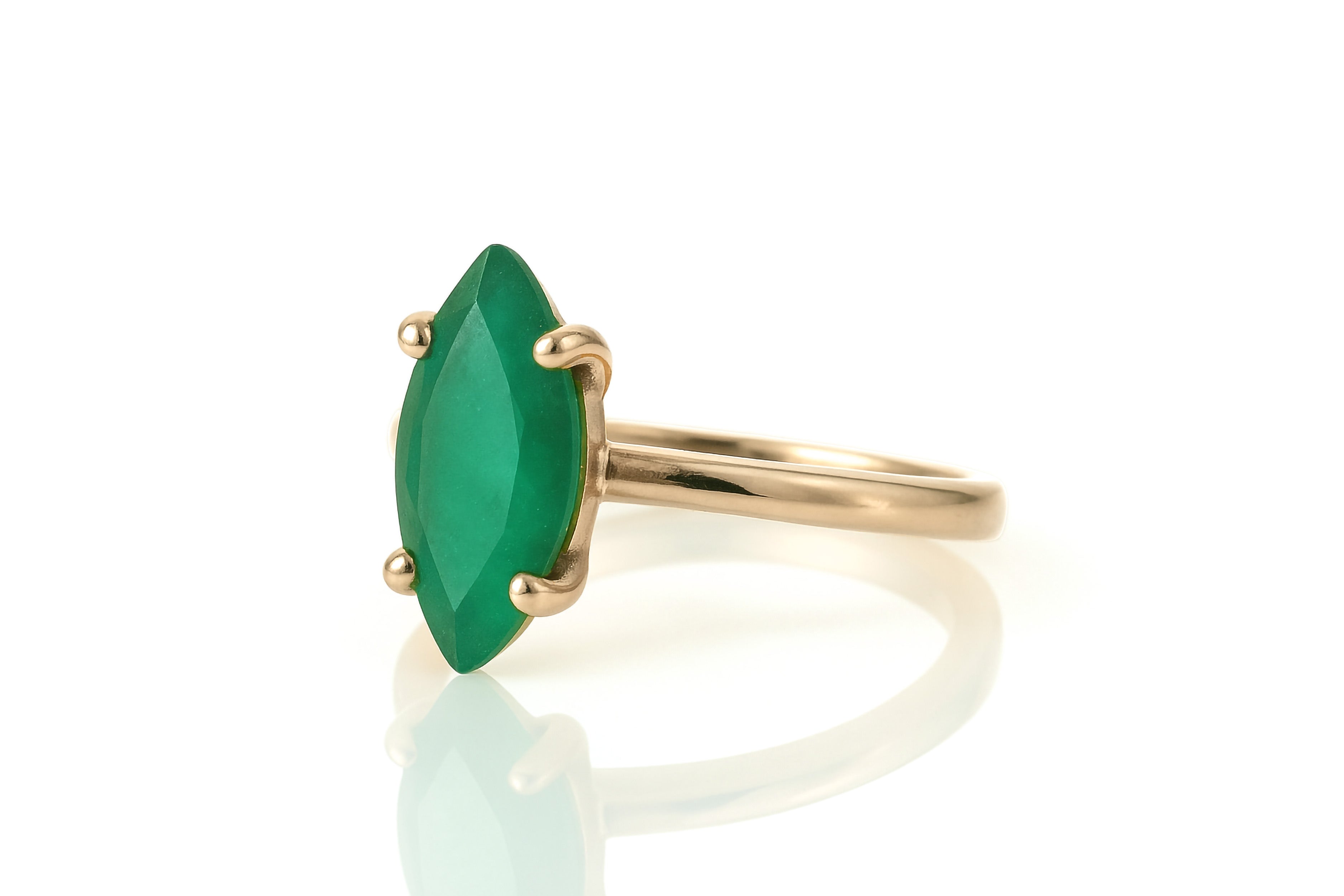 Marquise Green Onyx Gold Ring Rings Anemone Unique
