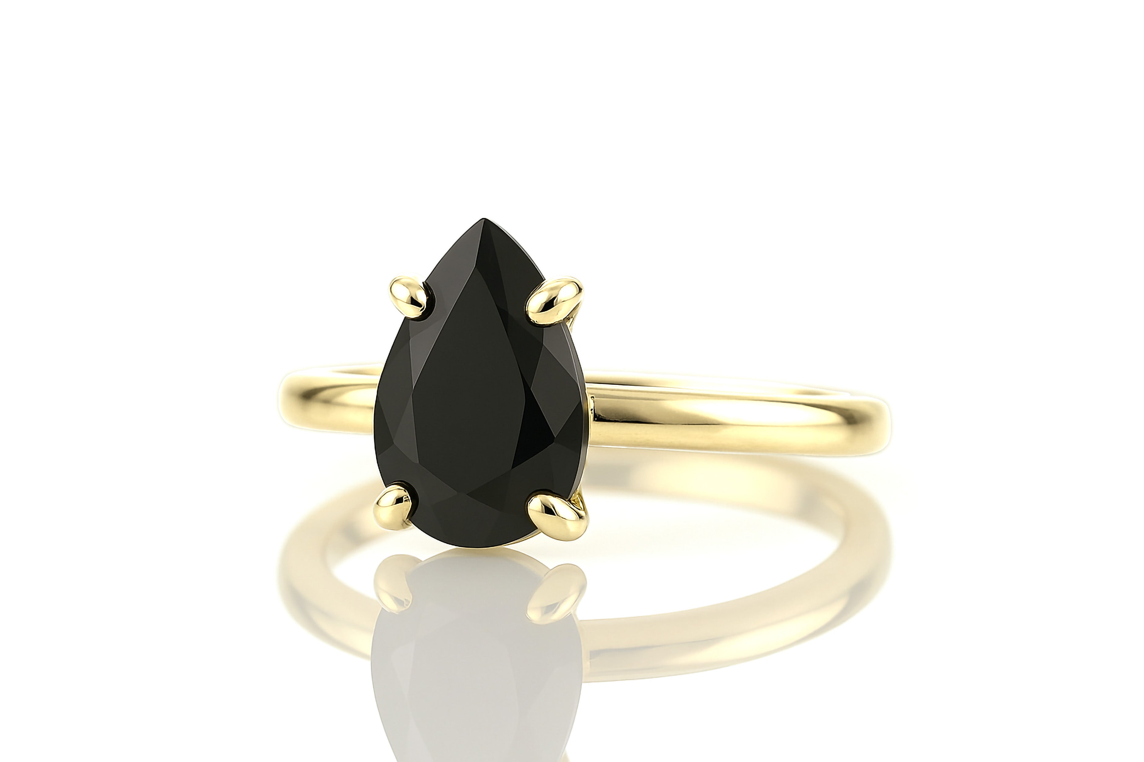 Black Onyx Gem in 925 Sterling Silver Ring Rings Anemone Unique