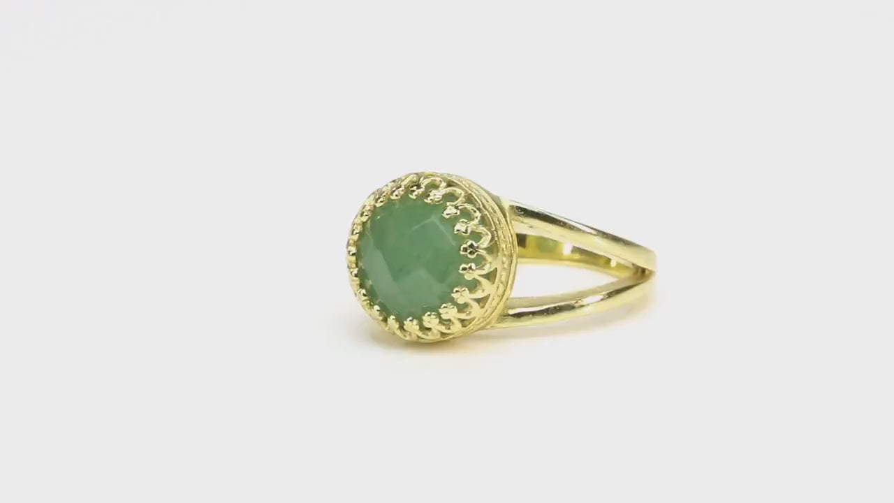 Aventurine in 14k Gold-filled Ring Band Rings Anemone Jewelry