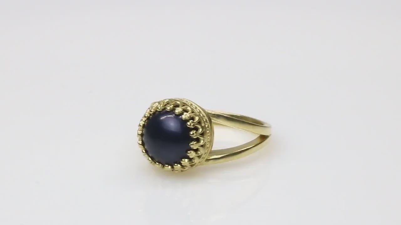 Gold Filled Black Pearl Ring Rings Anemone Jewelry