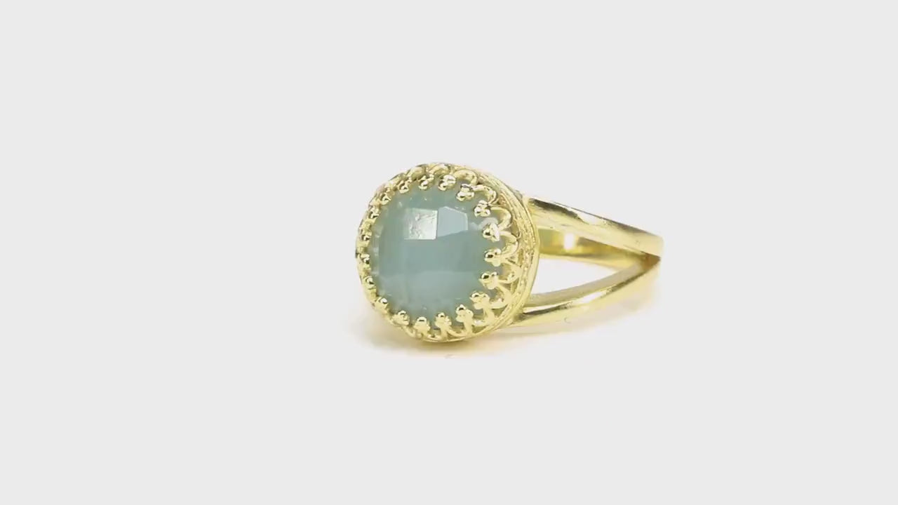Aquamarine Gemstone in 925 Sterling Silver Rings Anemone Jewelry