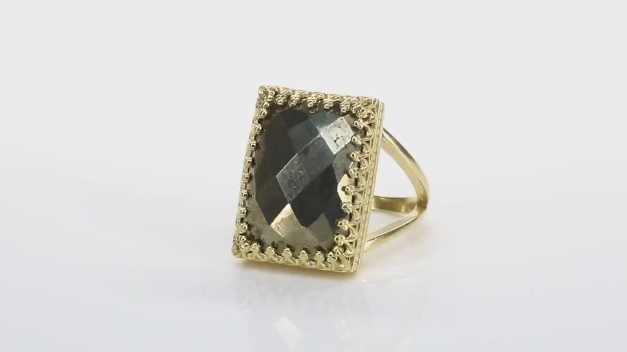 Unique Pyrite Stone Ring in 14k Gold Filled Rings Anemone Jewelry